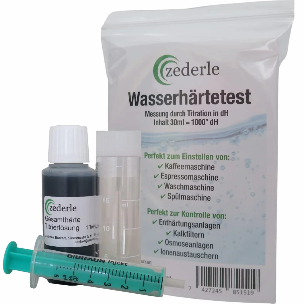 Zederle Zestaw do testowania twardości wody 30 ml 40-500 pomiarów Made in Germany