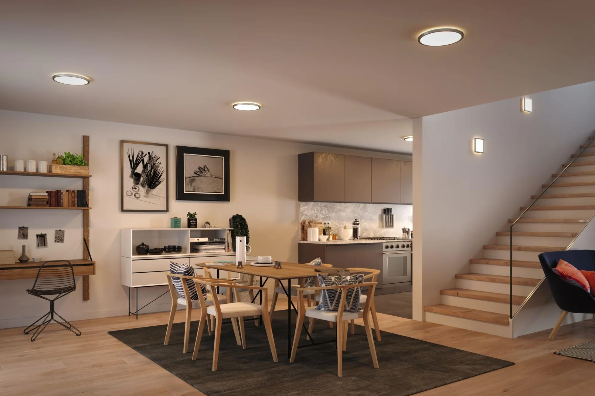 Paulmann 70991 Panel LED Atria Shine 293mm okrągły z 1x16 W ciepły biały chrom matowy panel świetlny plastikowy panel sufitowy 3000 K