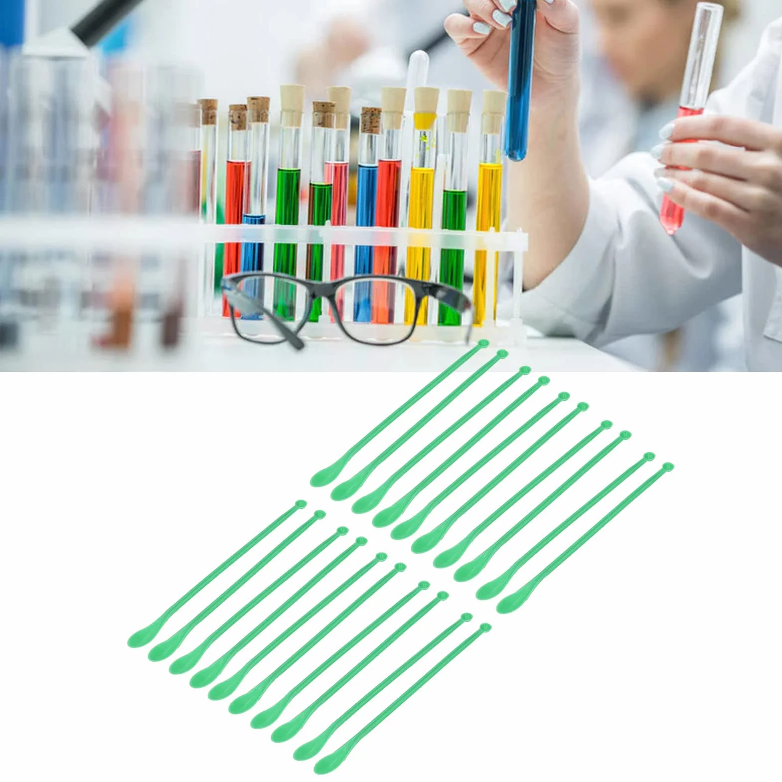 20 Sztuk Podwójnie Zakończona Laboratoryjna łyżka Lekarska Mini Plastikowe Próbkowanie Eksperymentalne łyżki Medyczne Mikro Laboratoryjna łopatka Próbnik do Naczyń Laboratoryjnych