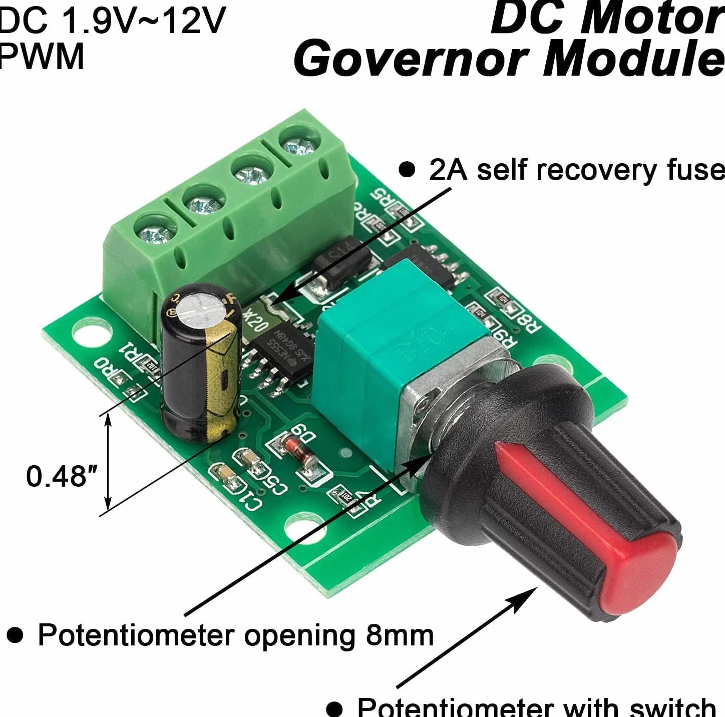 Regulator prędkości obrotowej DC 12 V PWM 1,8 V 3 V 5 V 6 V 7,2 V 12 V 2 A