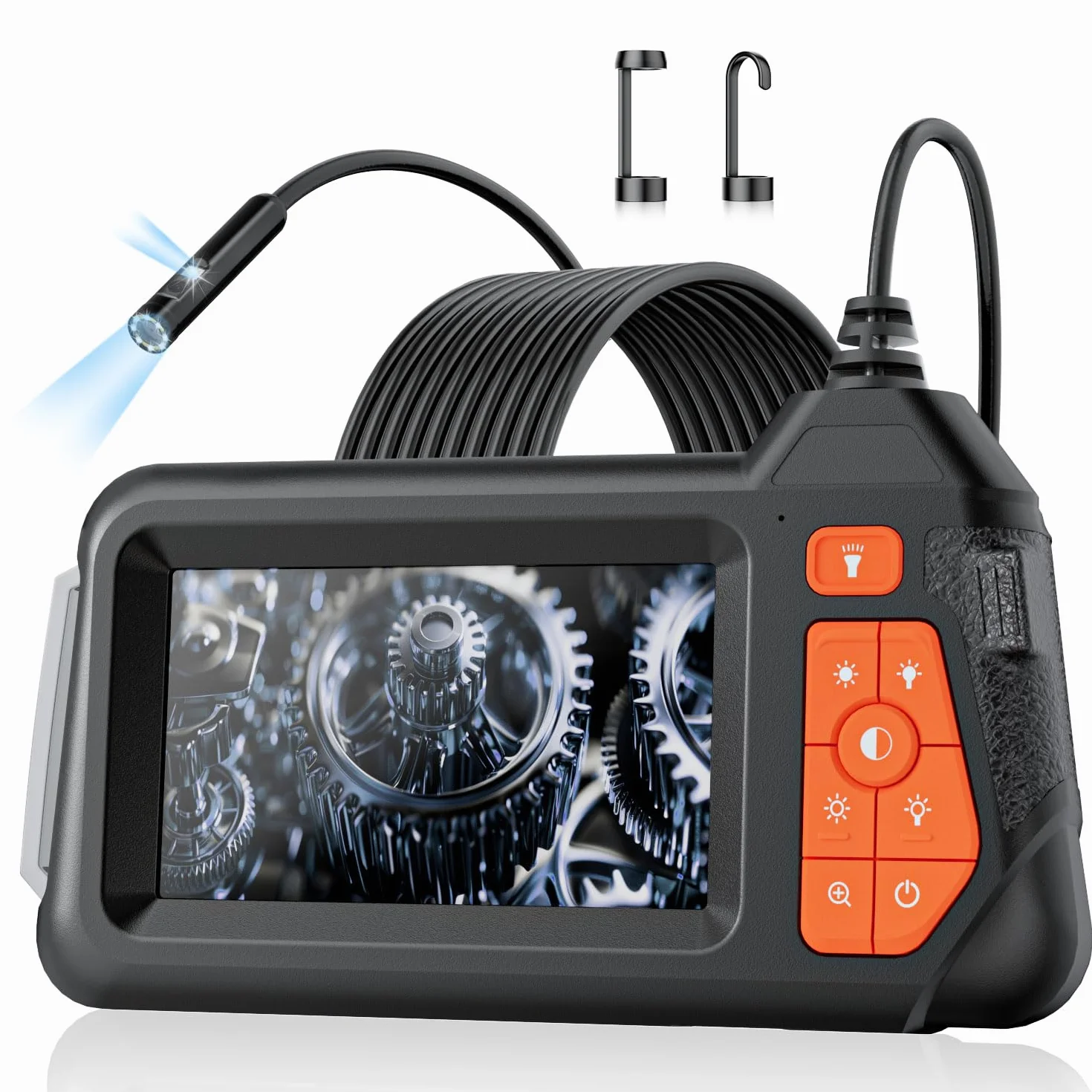 HSSNS Kamera endoskopowa 5 m, warsztatowa kamera endoskopowa z ekranem IPS 4,3", 8 mm IP67, wodoszczelna kamera inspekcyjna, kamera endoskopowa 1080p HD, kamera rurowa, kamera kanałowa, bateria 2600
