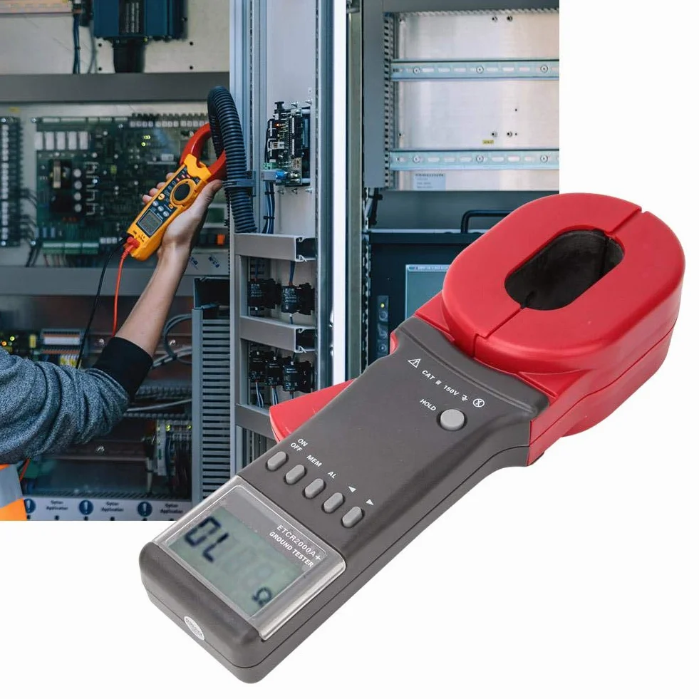 Cyfrowy miernik zaciskowy 2000A z testerem rezystancji ziemi LCD