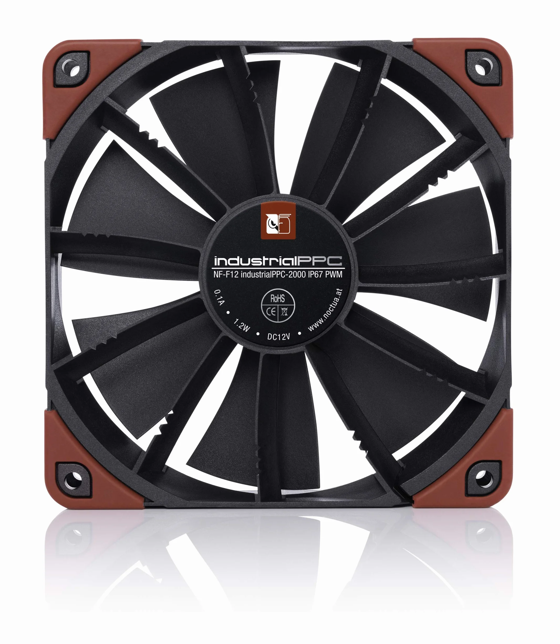 Noctua NF-F12 iPPC-2000 IP67 PWM, 4-Pinowy, Wysokowydajny Wentylator o Prędkości 2000 obr./min (120 mm, Czarny)