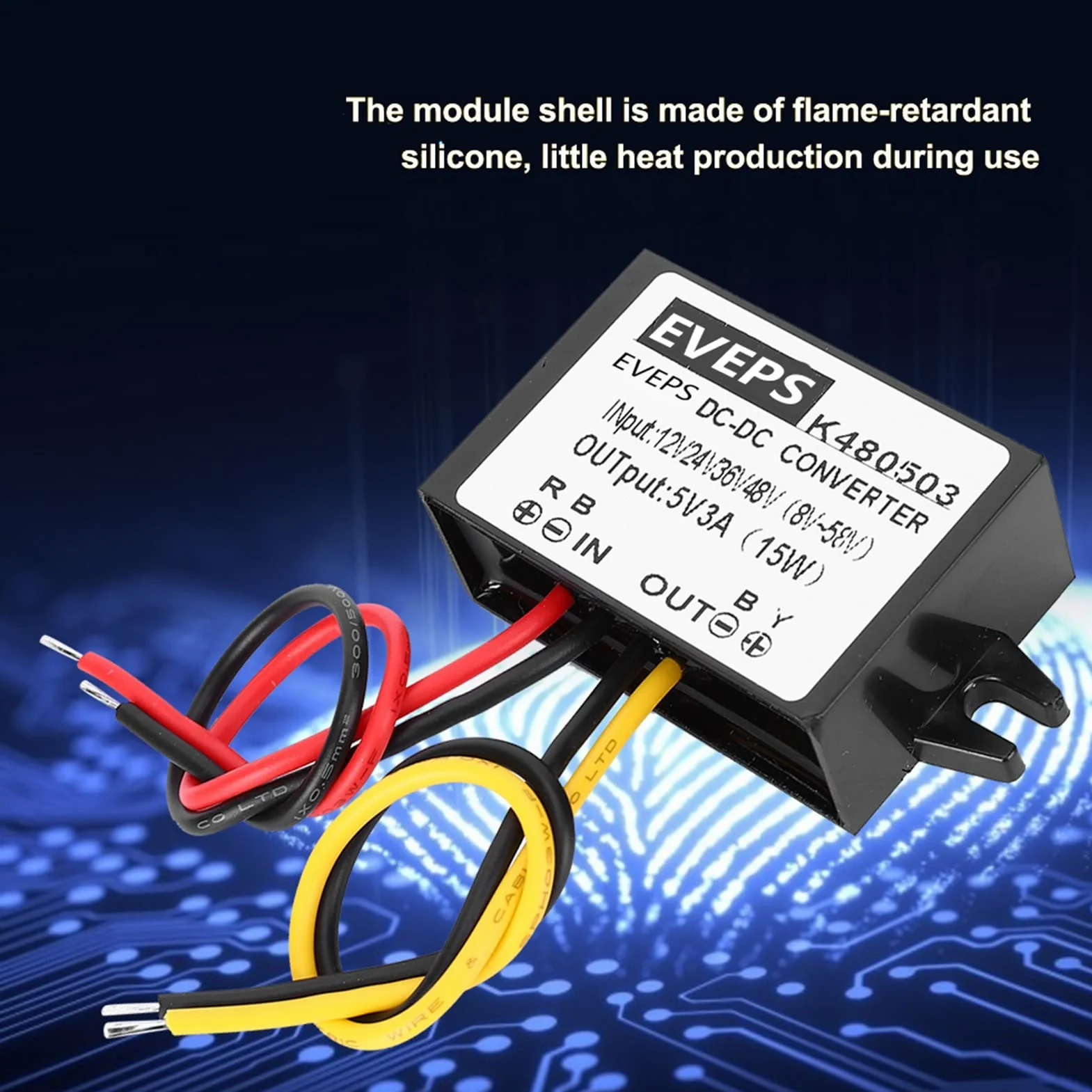Akozon Przetwornica Napięcia DC-DC 12V-48V do 5V 3A Obniżająca Moduł Zasilacza