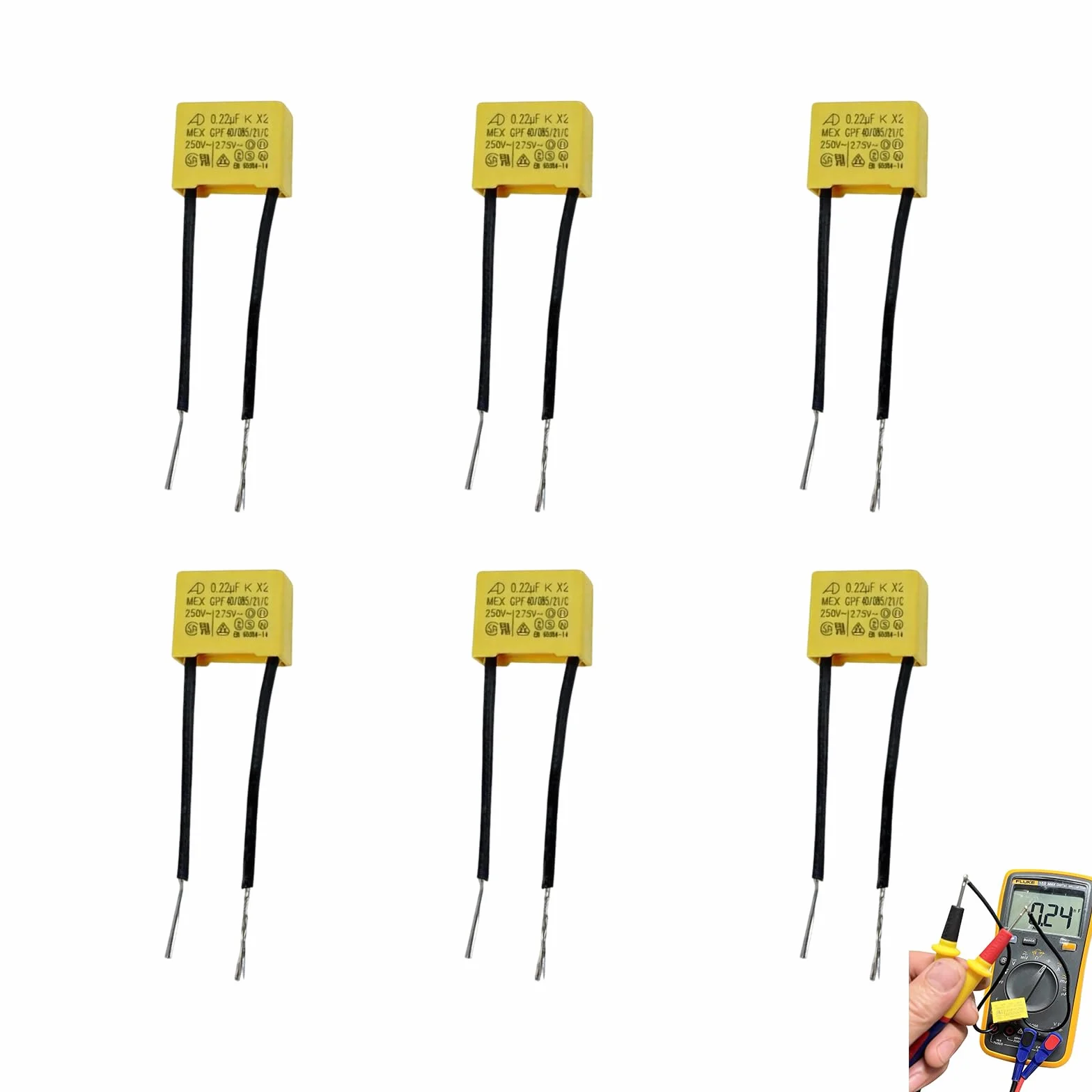 Kondensatory polipropylenowe 0,22µF 275V X2 AC, kondensatory bezpieczeństwa do LED