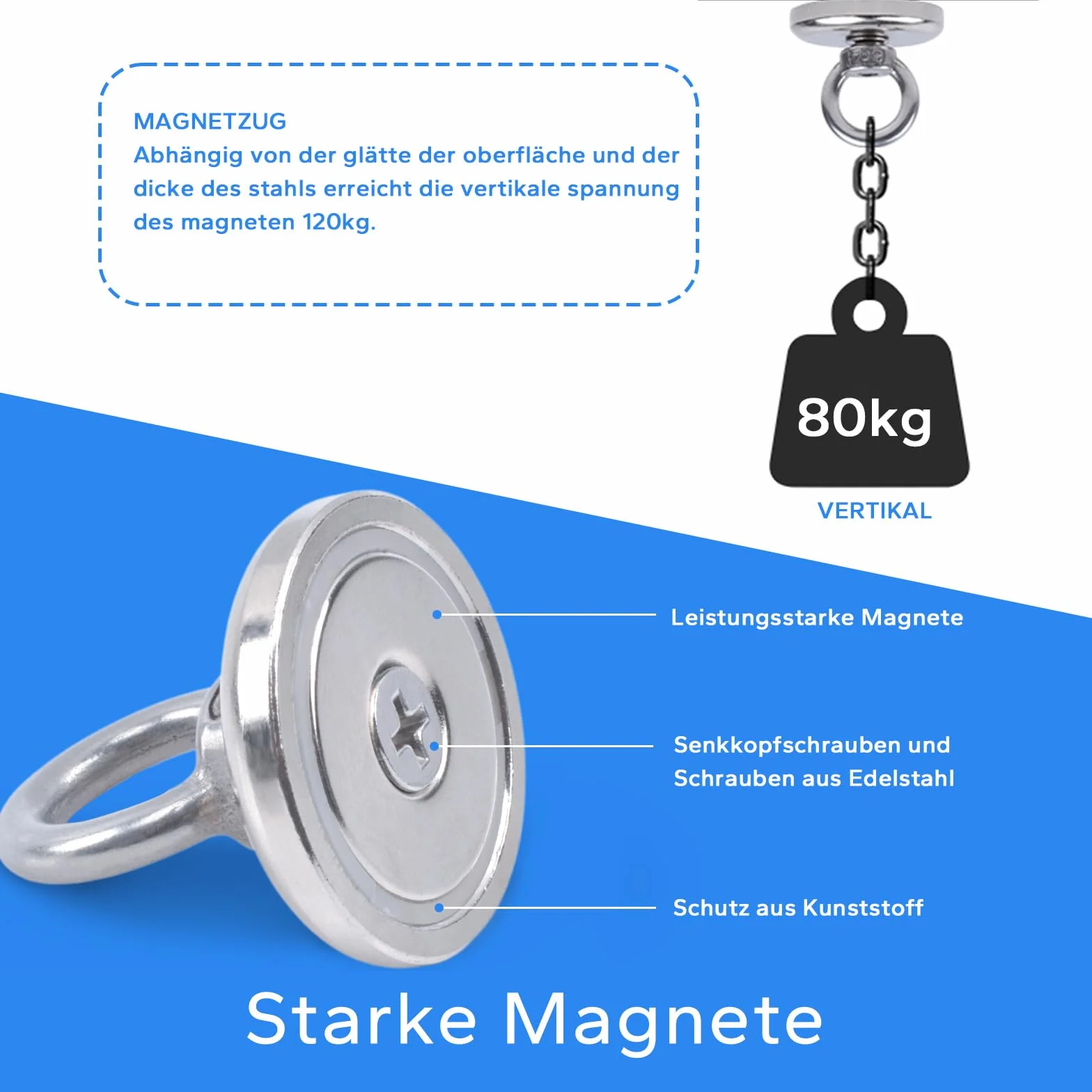 Magnesy neodymowe 48 mm przemysłowe silne magnesy do ratownictwa