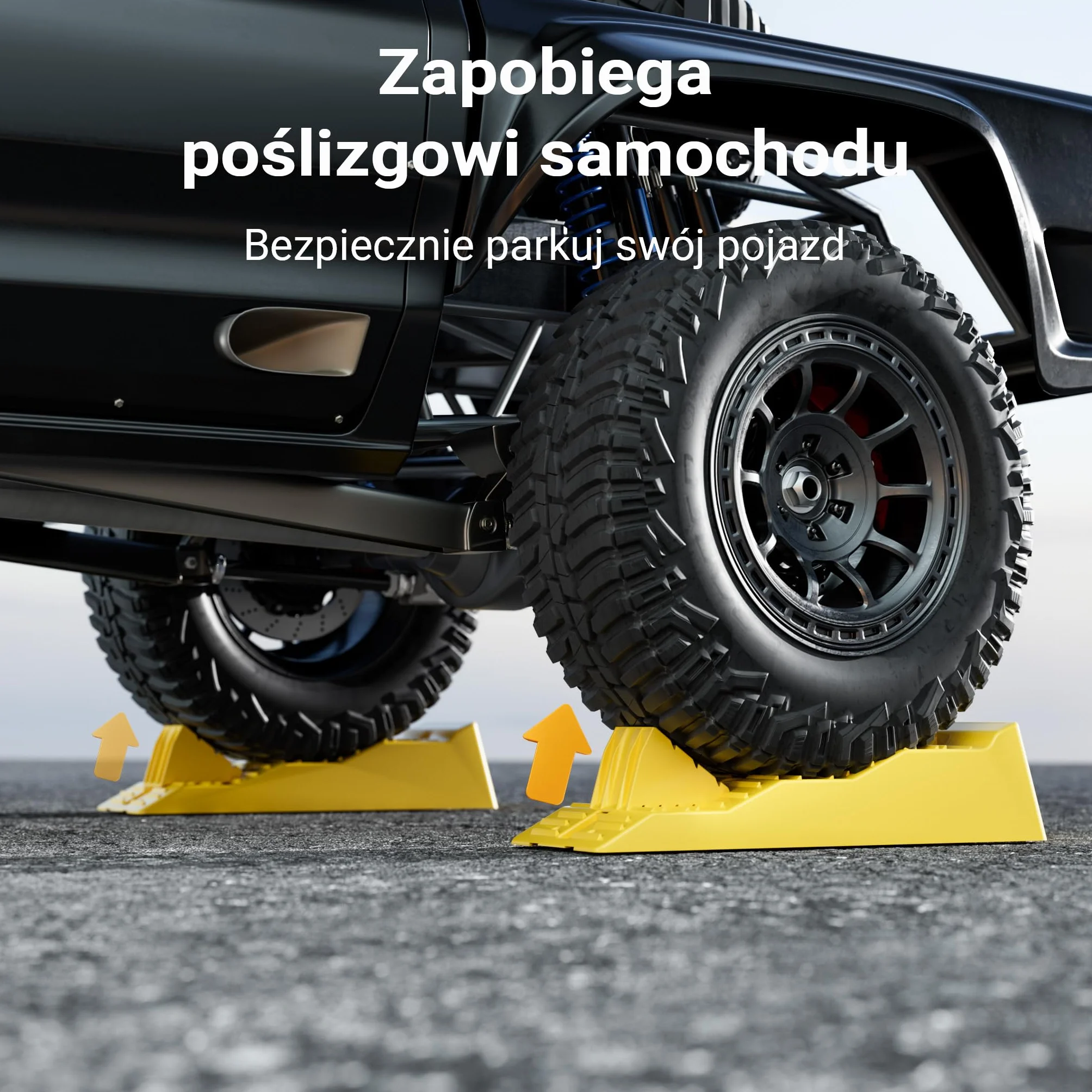 Wiltec Klin najazdowy samochodowy 2 szt. do 3 ton, żółte podjazdy HDPE 4/7/10 cm z blokadami