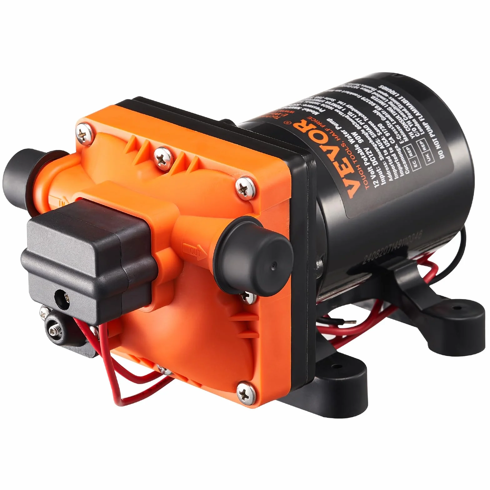 VEVOR Pompa membranowa 12 V, 3 GPM 11,36 l/min, 4-komorowa pompa wodna 12 V DC z automatycznym wyłącznikiem ciśnienia 40 – 100 PSI, 55 PSI, port MNPT do kamperów, jachtów, kamperów, kamperów, łodzi