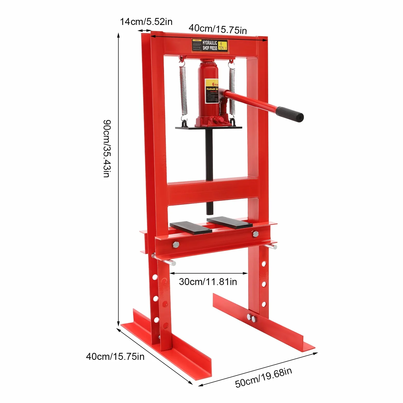 Prasa hydrauliczna 6T z regulacją wysokości 0-28 cm, stal węglowa, ręczna prasa ramowa
