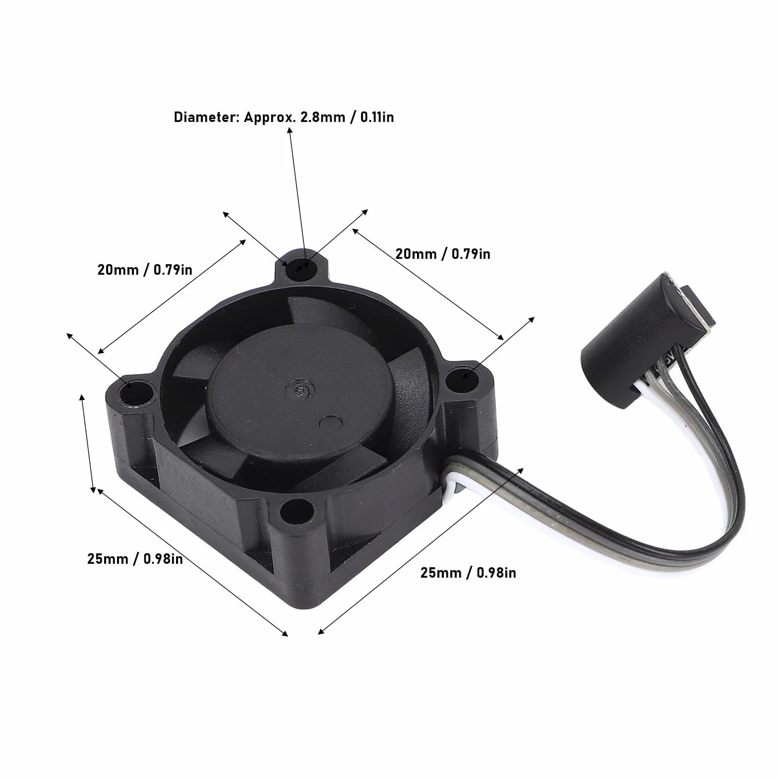 Wentylator Chłodzący Drukarki 3D Hotend Mini Wentylator Chłodzący Regulacja Temperatury PWM dla Lab P1P P1S 18000PRM 25x25x10mm Rozmiar 5V Napięcie 0,4A Prąd