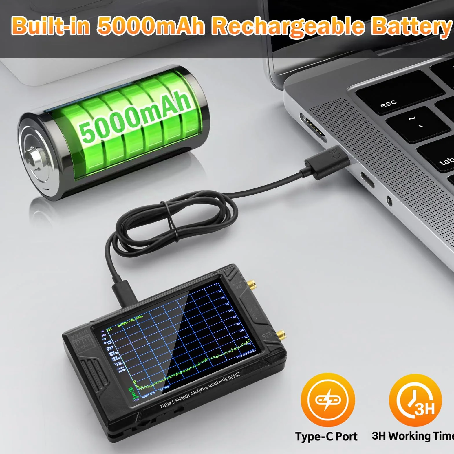 AURSINC TinySA Ultra+ ZS406 Analizator widma, 2025 Zaktualizowany HW V0.4.6 4.6 cala 100 kHz-5,4 GHz z kartą 32 Gb, generator sygnału 2 w 1 od 100 kHz do 900 MHz MF/HF/VHF/UHF Wejście