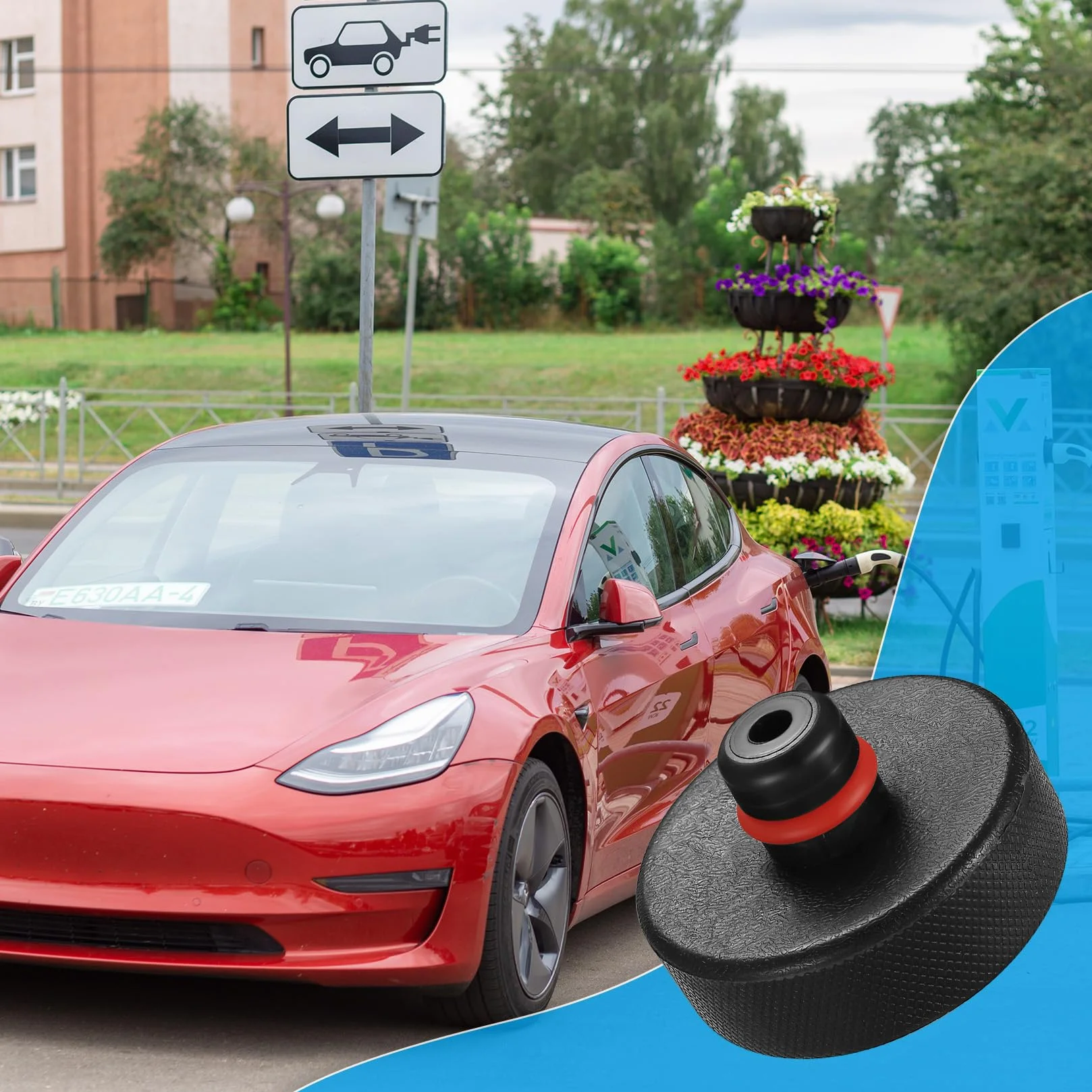 Podkładka Podnośnikowa Kompatybilna z Tesla Model 3/S/X/Y, Gumowy Adapter do Padów Jack, Akcesoria Tesla z Torbą do Przechowywania, 4 Szt