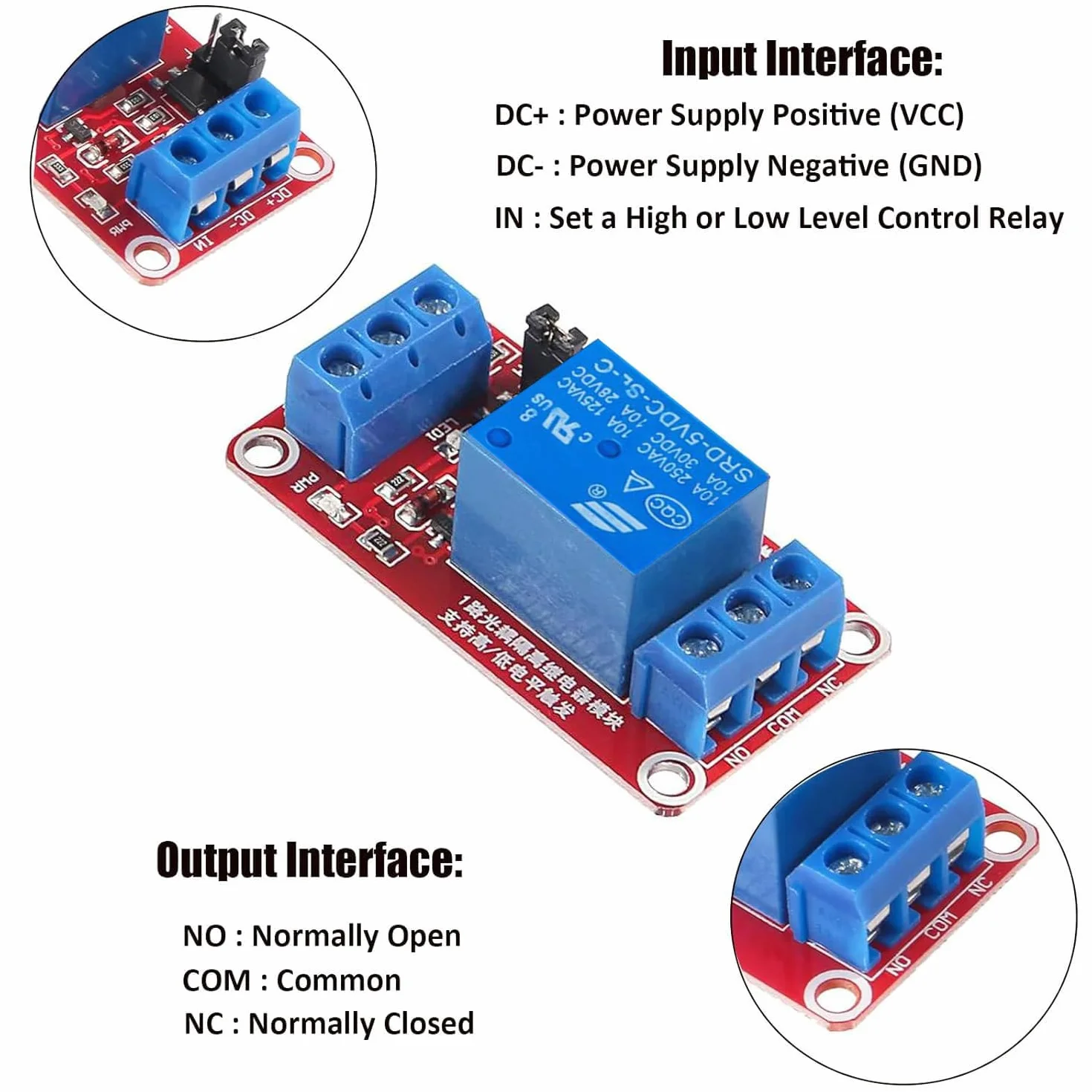 RUNCCI-YUN 5 sztuk moduł przekaźnika 1-kanałowy 5V z transoptorem High Low Level Trigger do Raspberry Pi Arduino