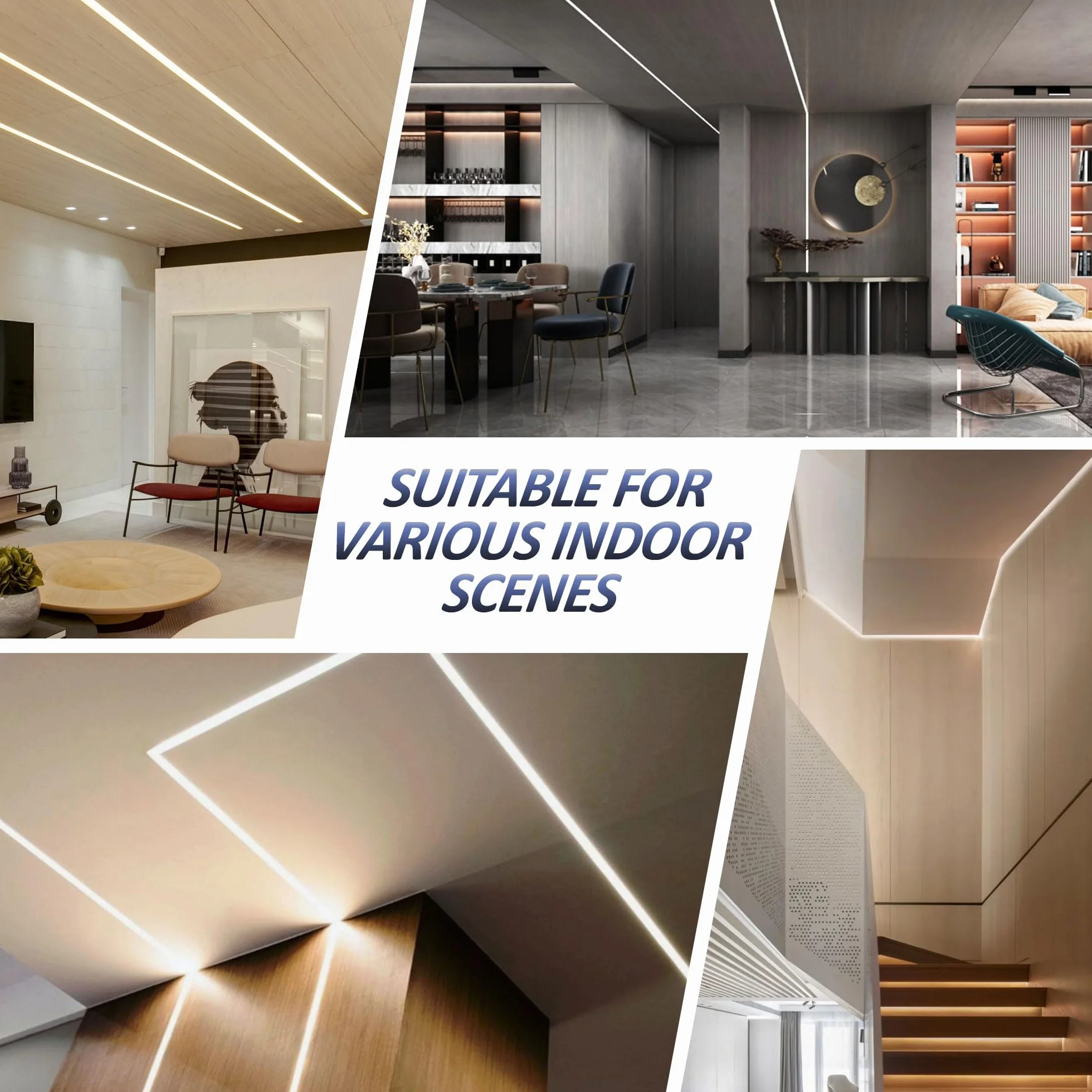 Profil aluminiowy LED biały 2 m 12,1 mm U-kształtny z taśmą LED i dyfuzorem