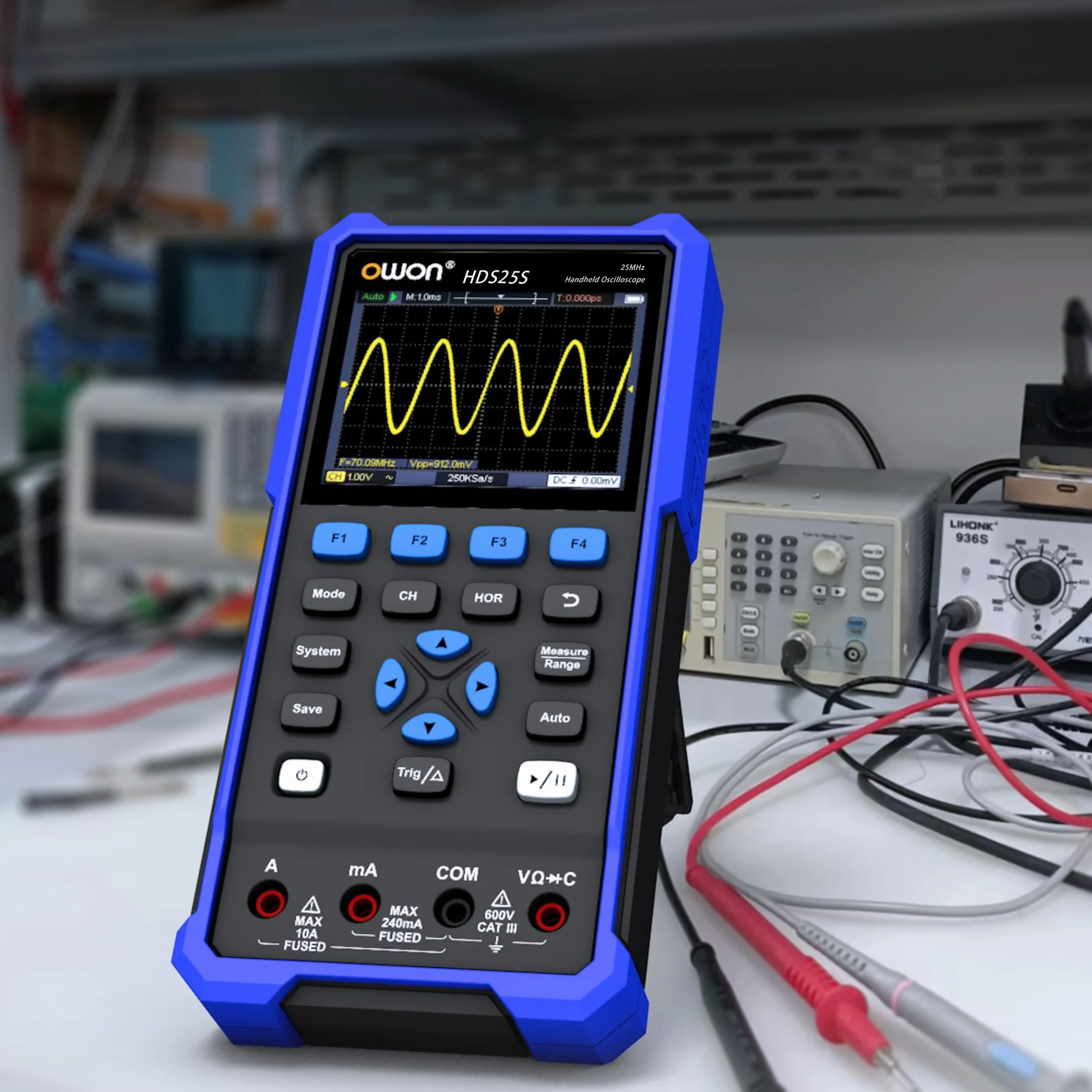 OWON Oscyloskop 25 MHz dwukanałowy 3 w 1 OSC+DMM+AWG HDS25S