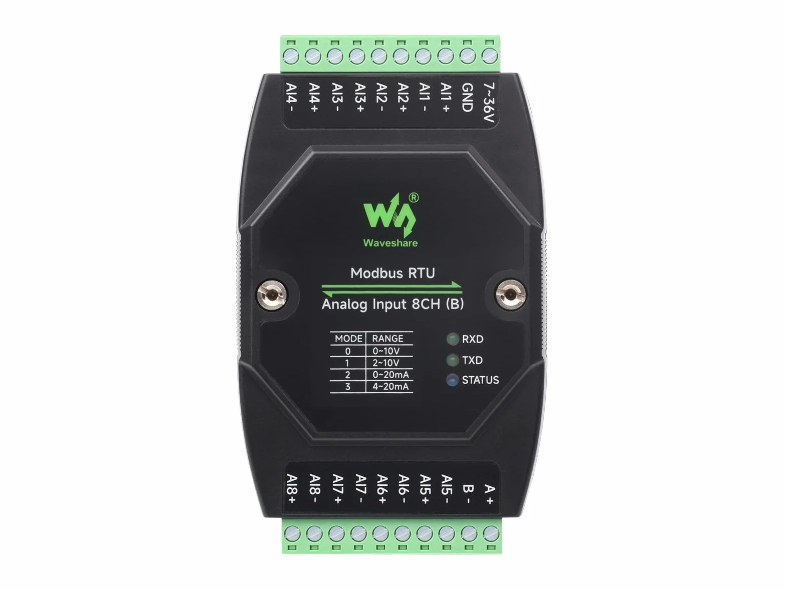 Waveshare Przemysłowy analogowy moduł akwizycji 8-kanałowy 12-bitowy 0~10V DC 7~36V