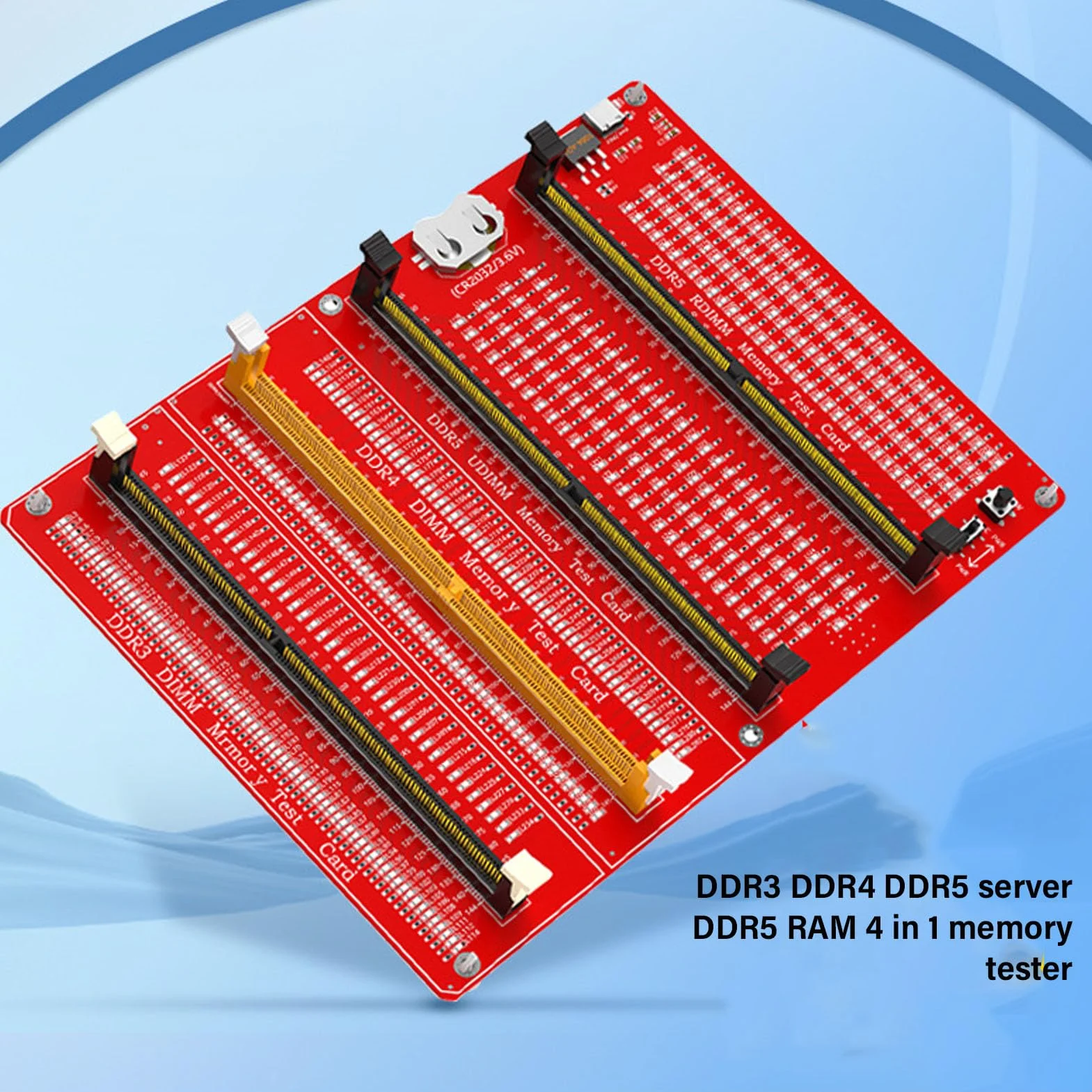 Tester Pamięci RAM 4 w 1 DDR3 DDR4 DDR5 Server DDR5 ze Wskaźnikiem LED i Podwójnym Zasilaczem