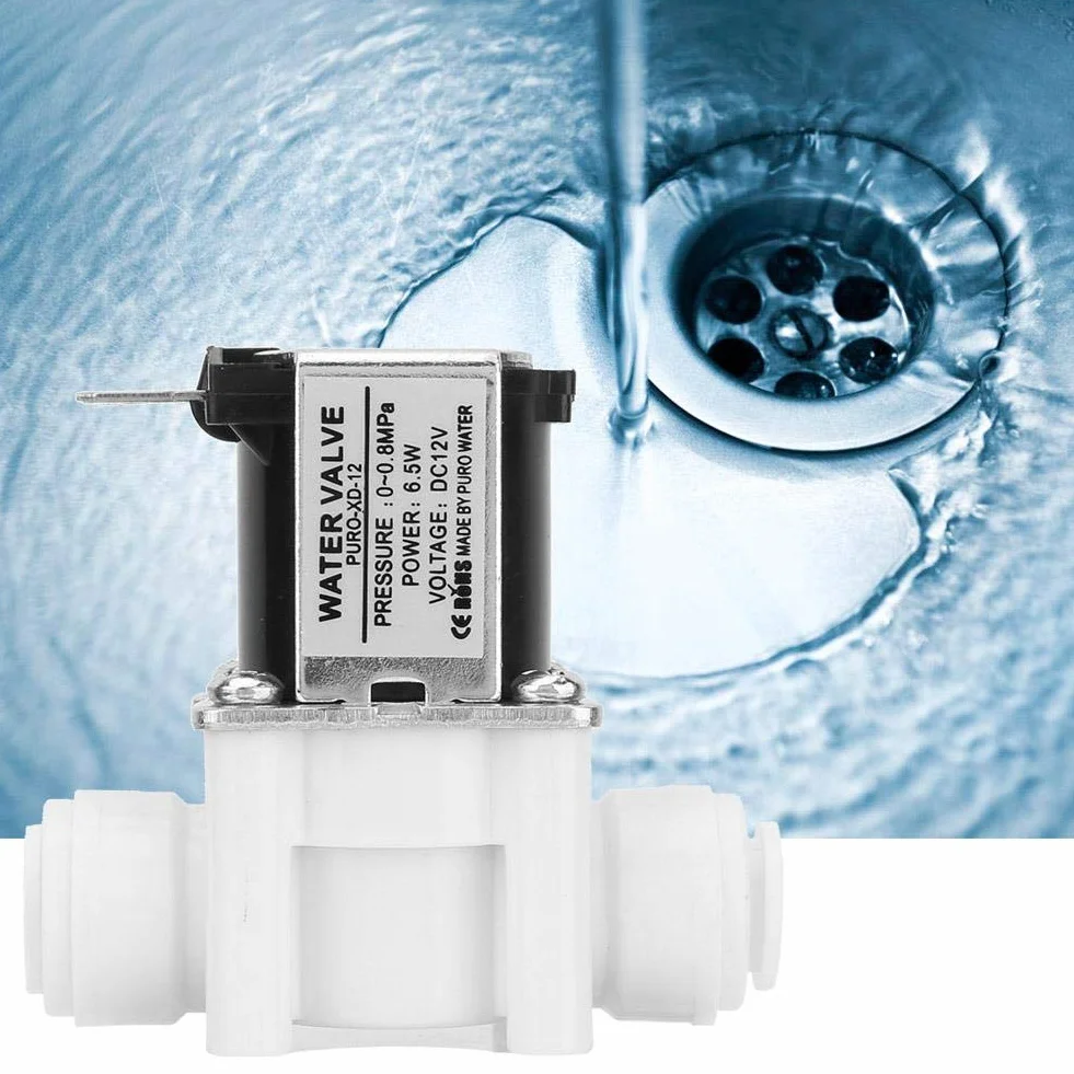 Elektrozawór 12V, DC12V Normalnie zamknięty zawór wodny Elektryczny plastikowy zawór elektromagnetyczny 3/8 "szybkozłącze do oczyszczania wody
