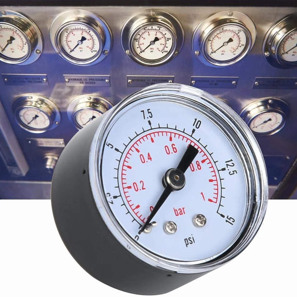 Mechanisches Manometer 1/8 Zoll BSPT Axialmanometer 0-15psi 0-1bar