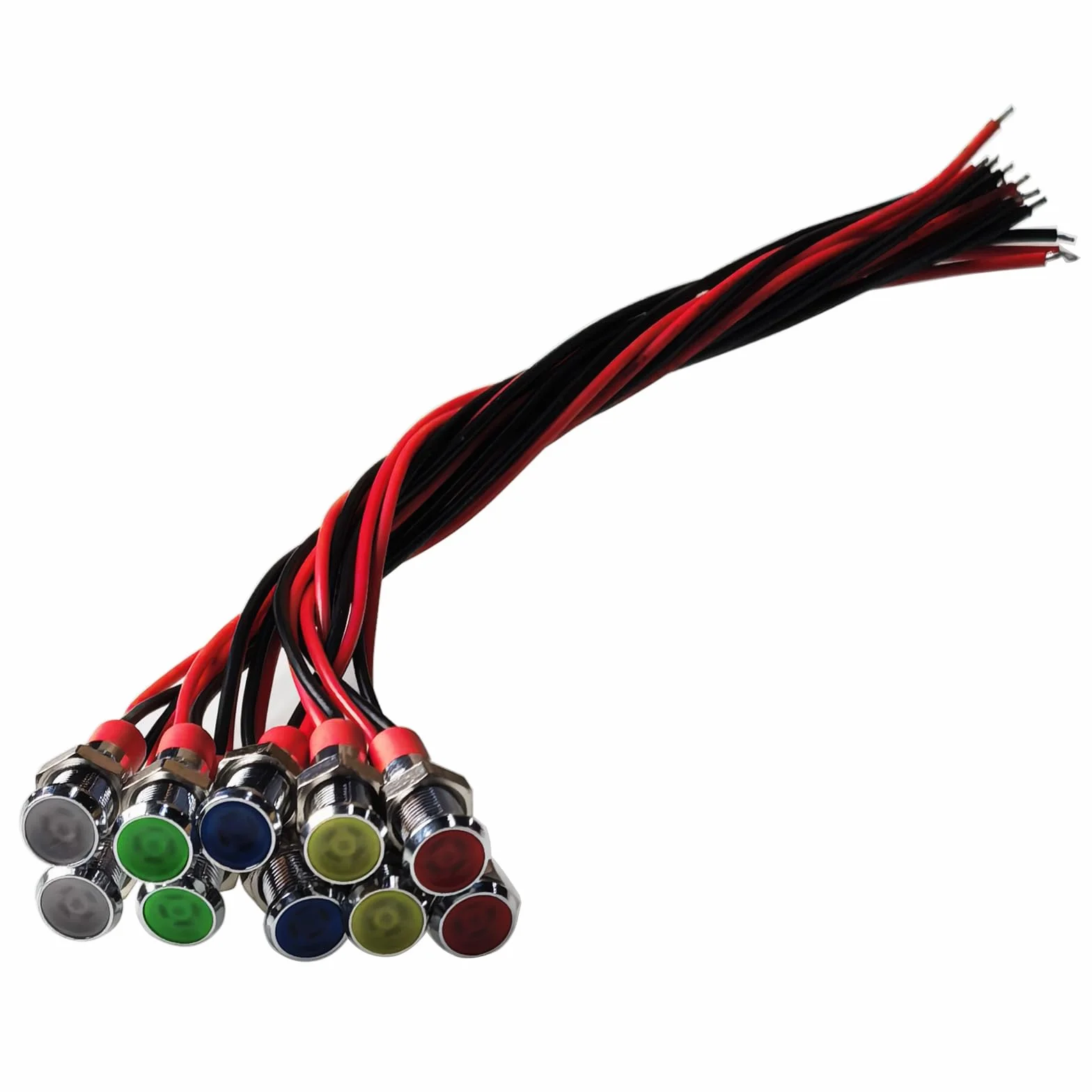 GTIWUNG Włącznik przyciskowy 6 mm z wtyczką drucianą, podświetlany diodami LED, metalowy włącznik przyciskowy, 12 V, przycisk LED, włącznik/wyłącznik do samochodów osobowych