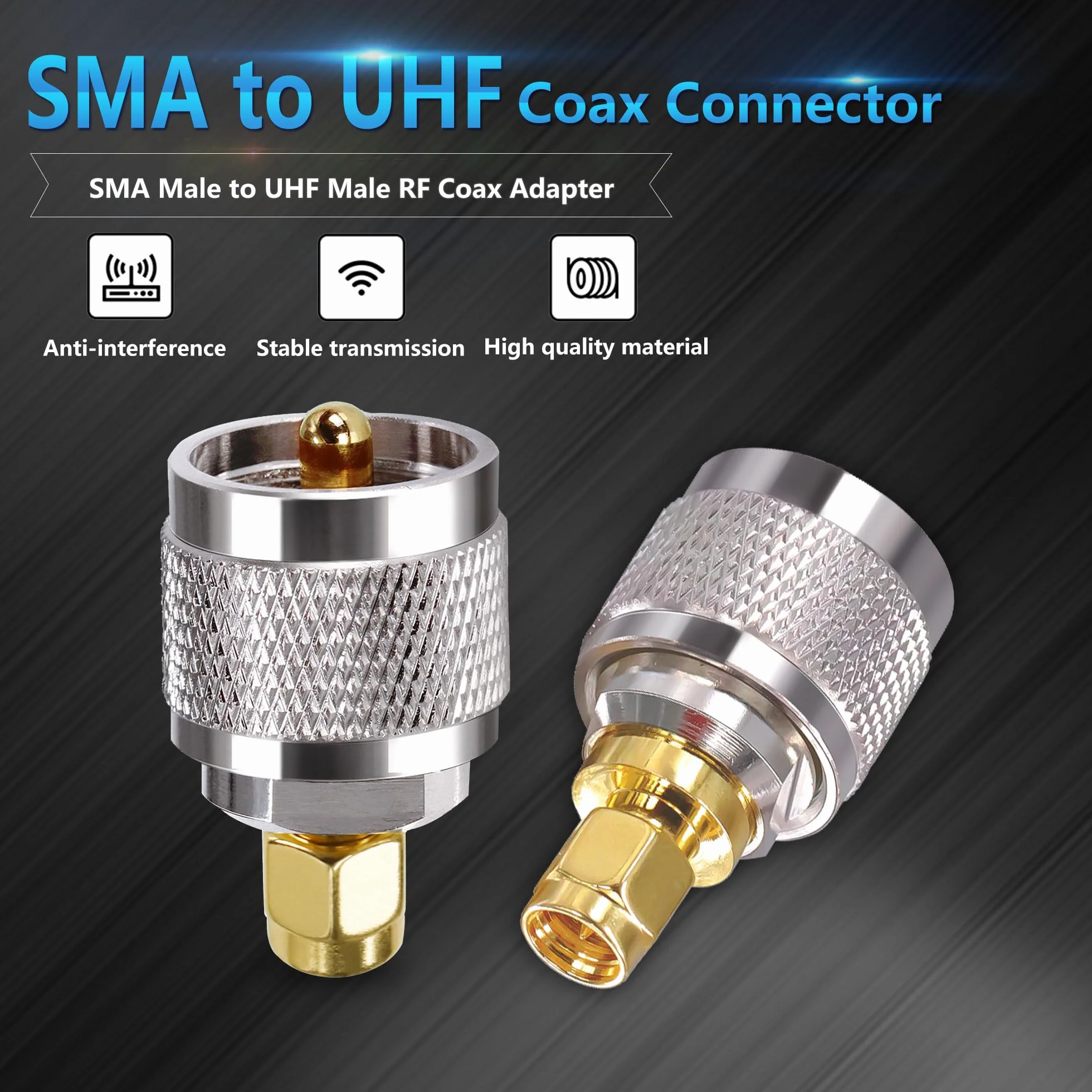 Adapter SMA na PL259 męski UHF złącze koncentryczne do anteny CB 2 szt