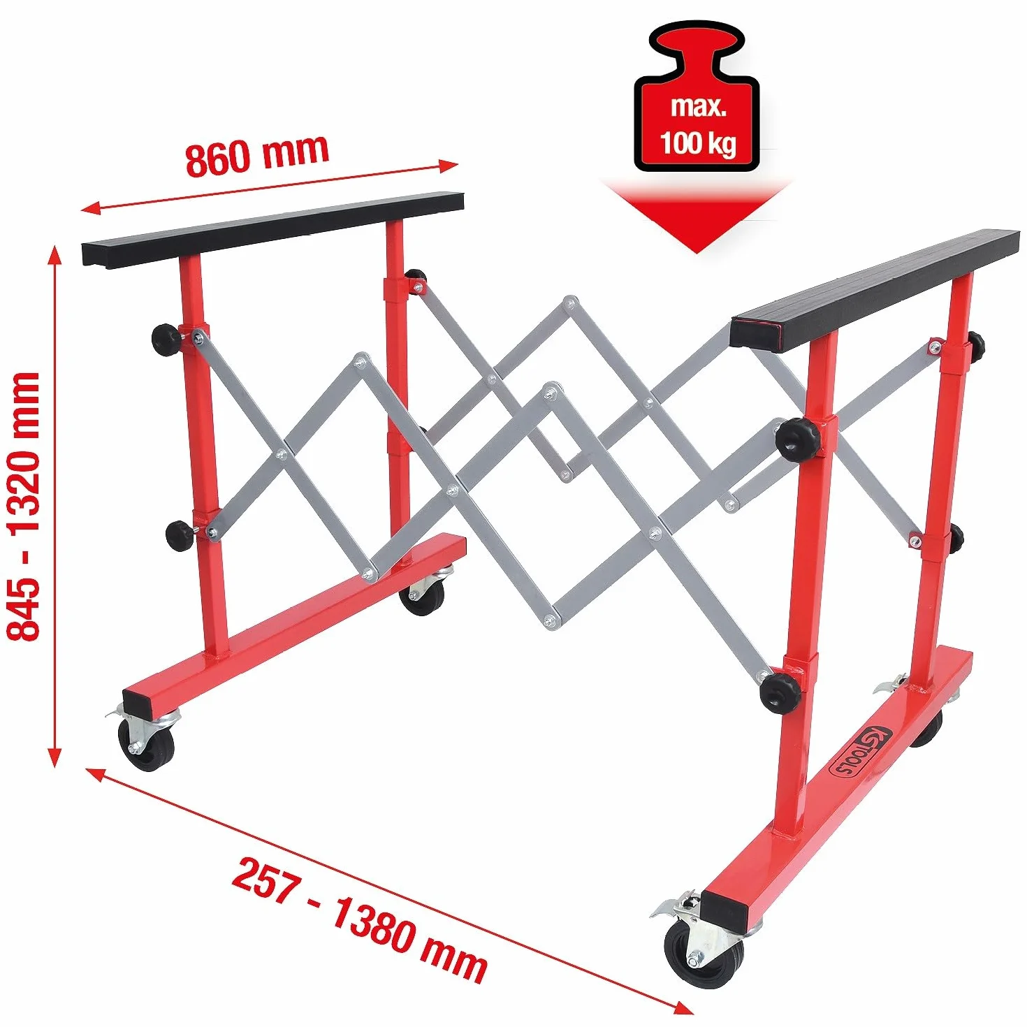 KS Tools 500.8100 Uniwersalny wózek teleskopowy 257-1380mm