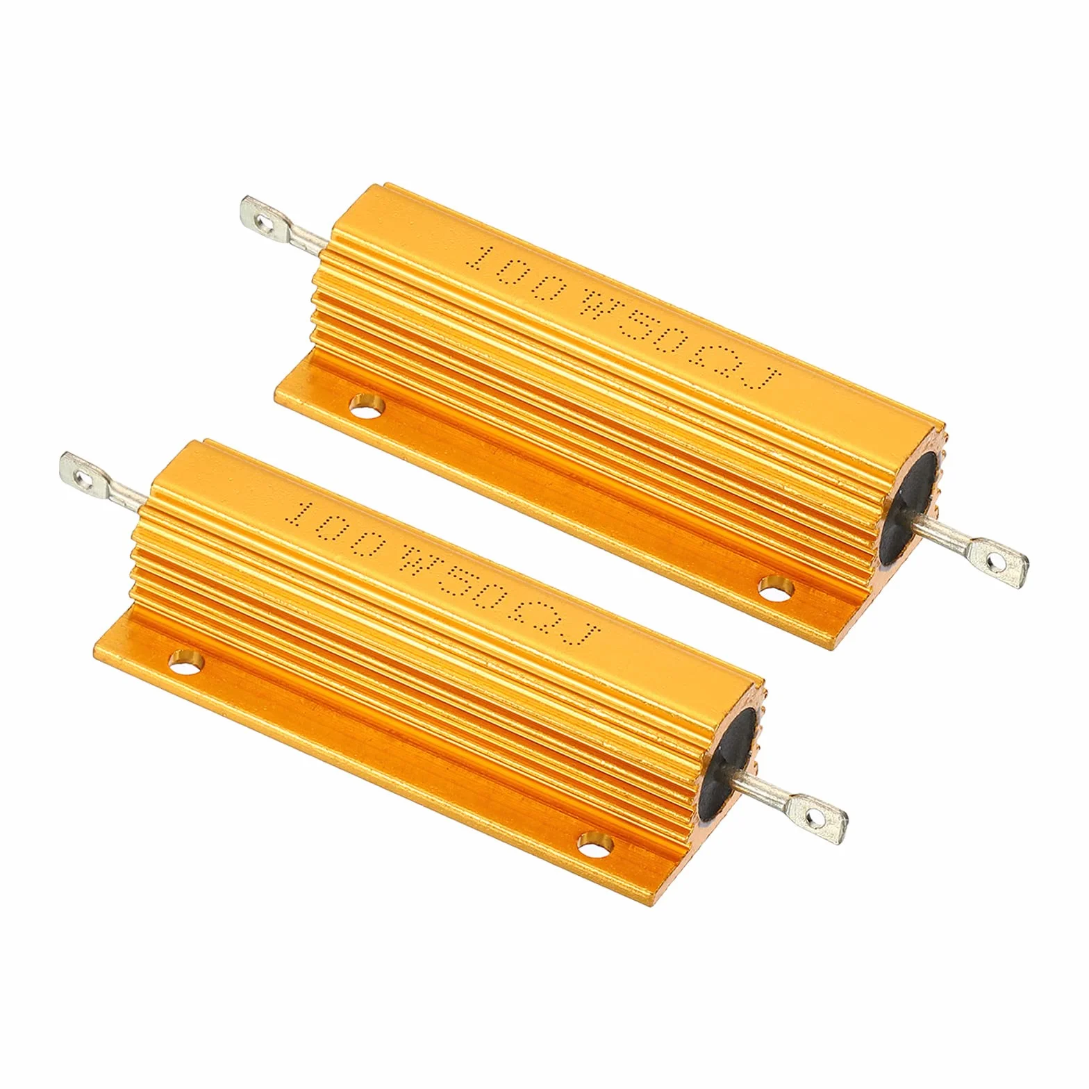 PATIKIL 2 sztuki 100 W 50 omów aluminiowa obudowa rezystor drut rezystor śruba opornik moc rezystor złoty odcień