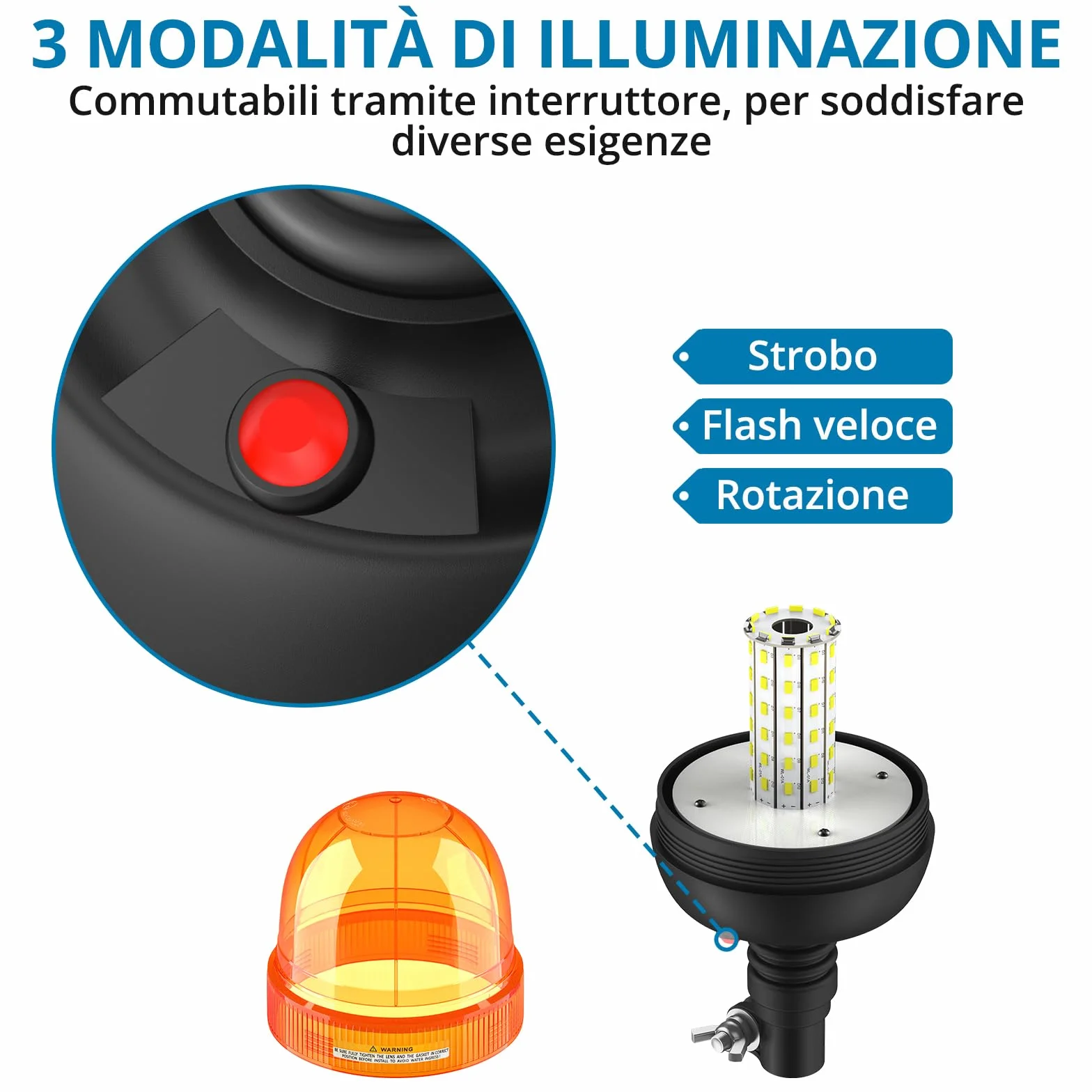 AUTOUTLET Lampa Ostrzegawcza LED 60 diod 12V/24V Amber R10 E9 Wodoodporna