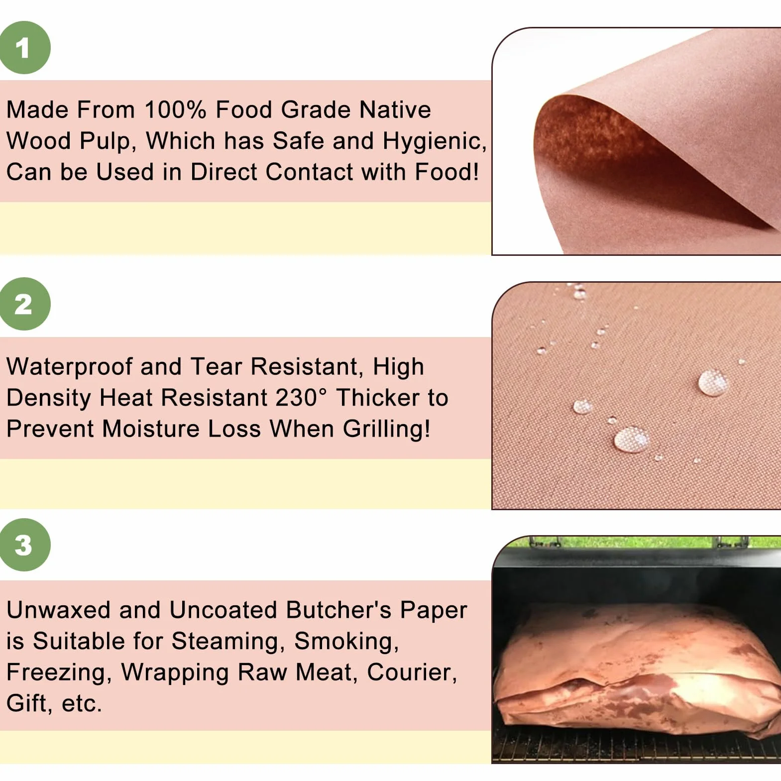 Pink Butcher Paper BBQ Papier Kraft 30 cm x 15 m Papier Rzeźniczy