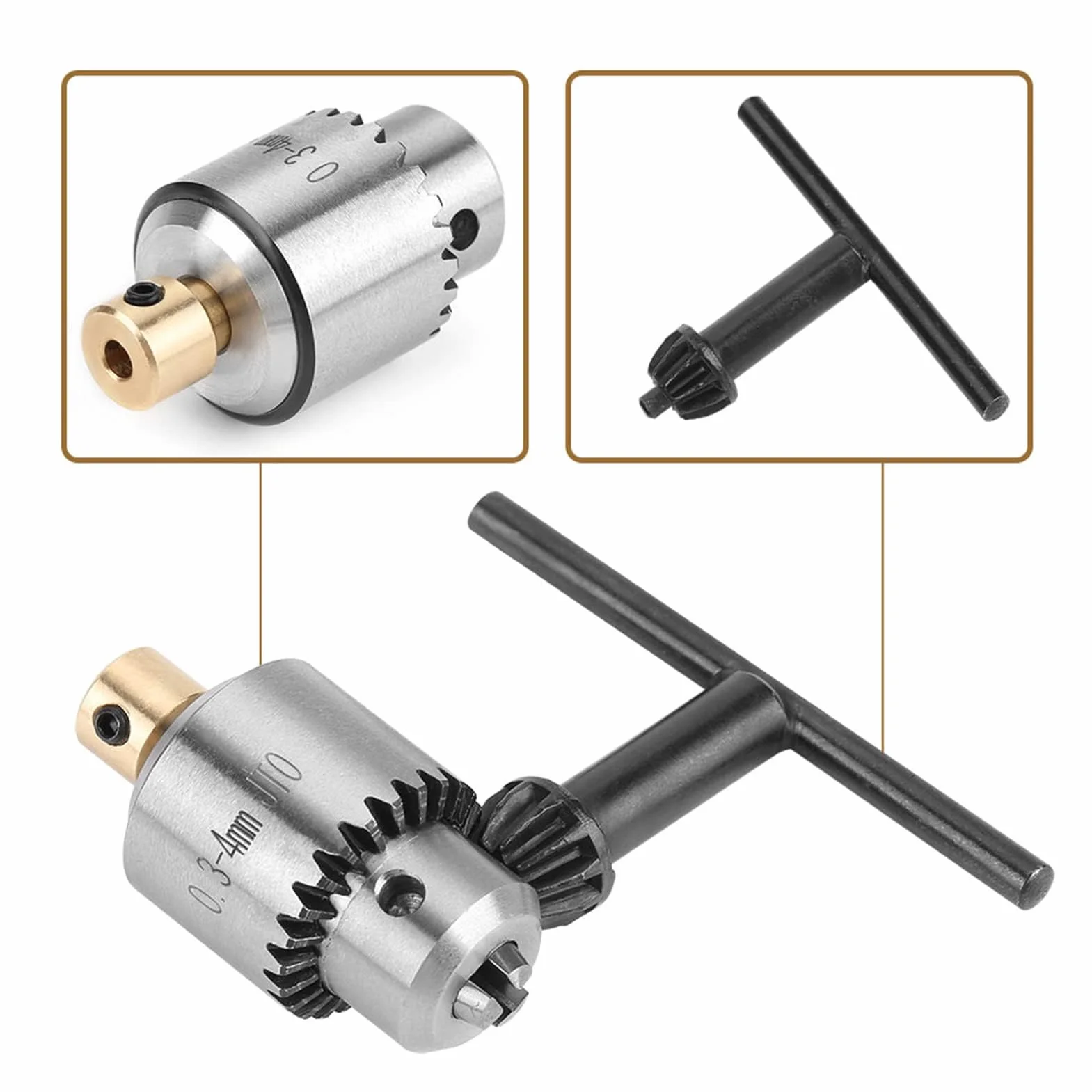 Uchwyt Wiertarski JTO Mini Uchwyt Wiertarski Stożkowy z Kluczem do Tokarek Wiertarka Elektryczna i Prasy Wiertarskie 0.3-4mm