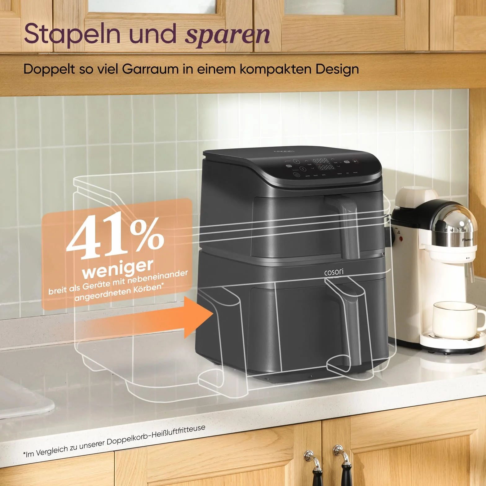 COSORI Turbo Tower frytkownica na gorące powietrze z 2 komorami, 10,8 l Double Stack Airfryer, oszczędza 41% powierzchni kuchennej, turbo przepływ powietrza dla chrupiących rezultatów, w zestawie