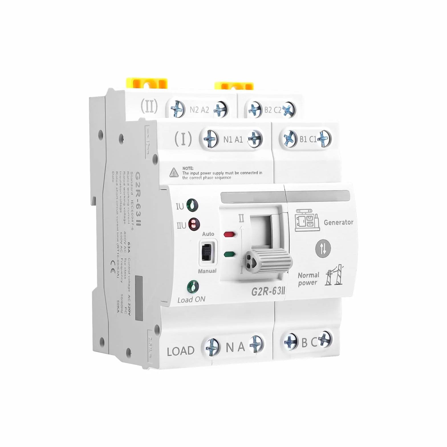 Automatyczny przełącznik transferu 4P 63 A 220 V Dual Power ATS przełącznik fotowoltaiczny 2 pozycje podwójne zasilanie do urządzeń domowych i przemysłowych - certyfikat CE