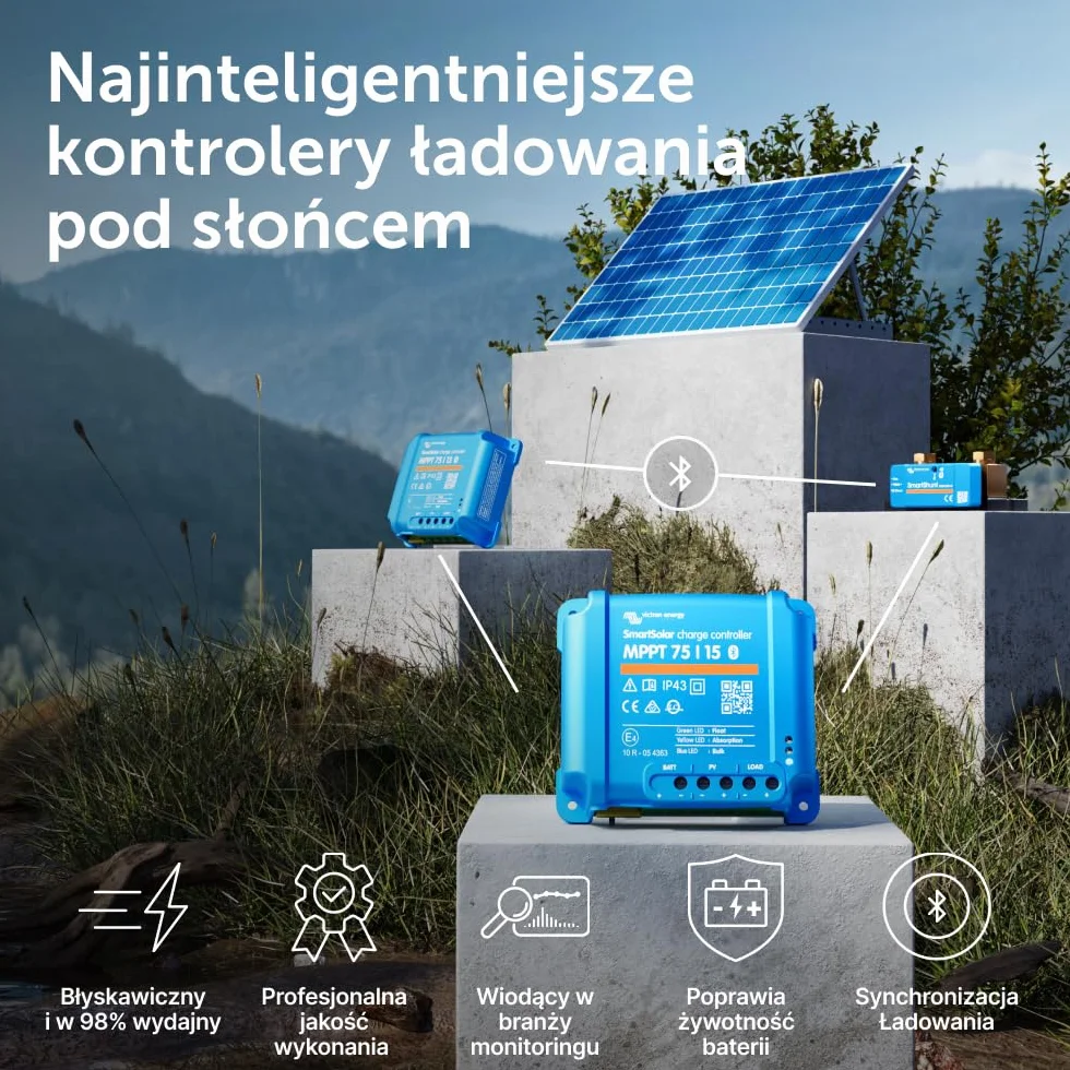 Victron Energy SmartSolar MPPT 75V 15A 12/24V Kontroler Ładowania Słonecznego Bluetooth