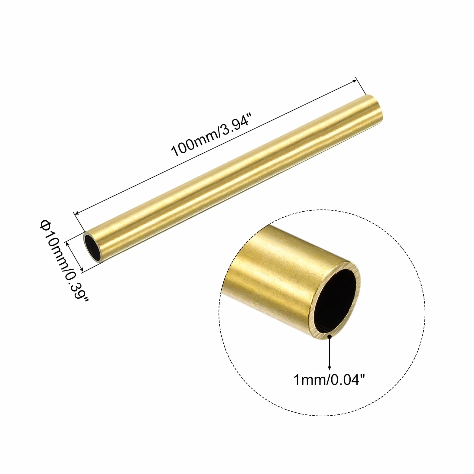 Rurka mosiężna 10mm OD 1mm Grubość ściany 100mm Długość 2 szt