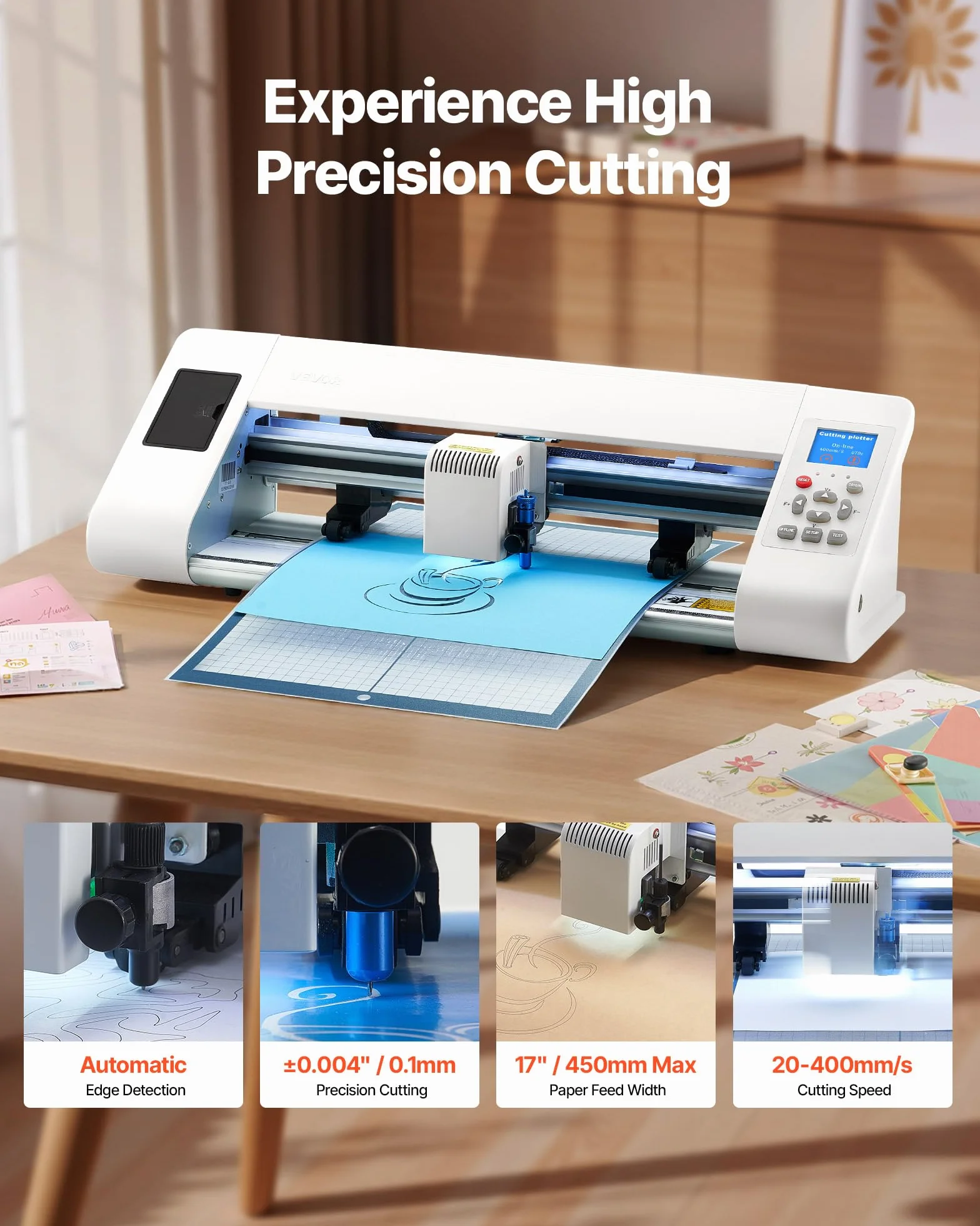 VEVOR Przecinarka winylowa 33 cm automatyczne rozpoznawanie krawędzi oprogramowanie designerskie materiały SVG EPS PLT