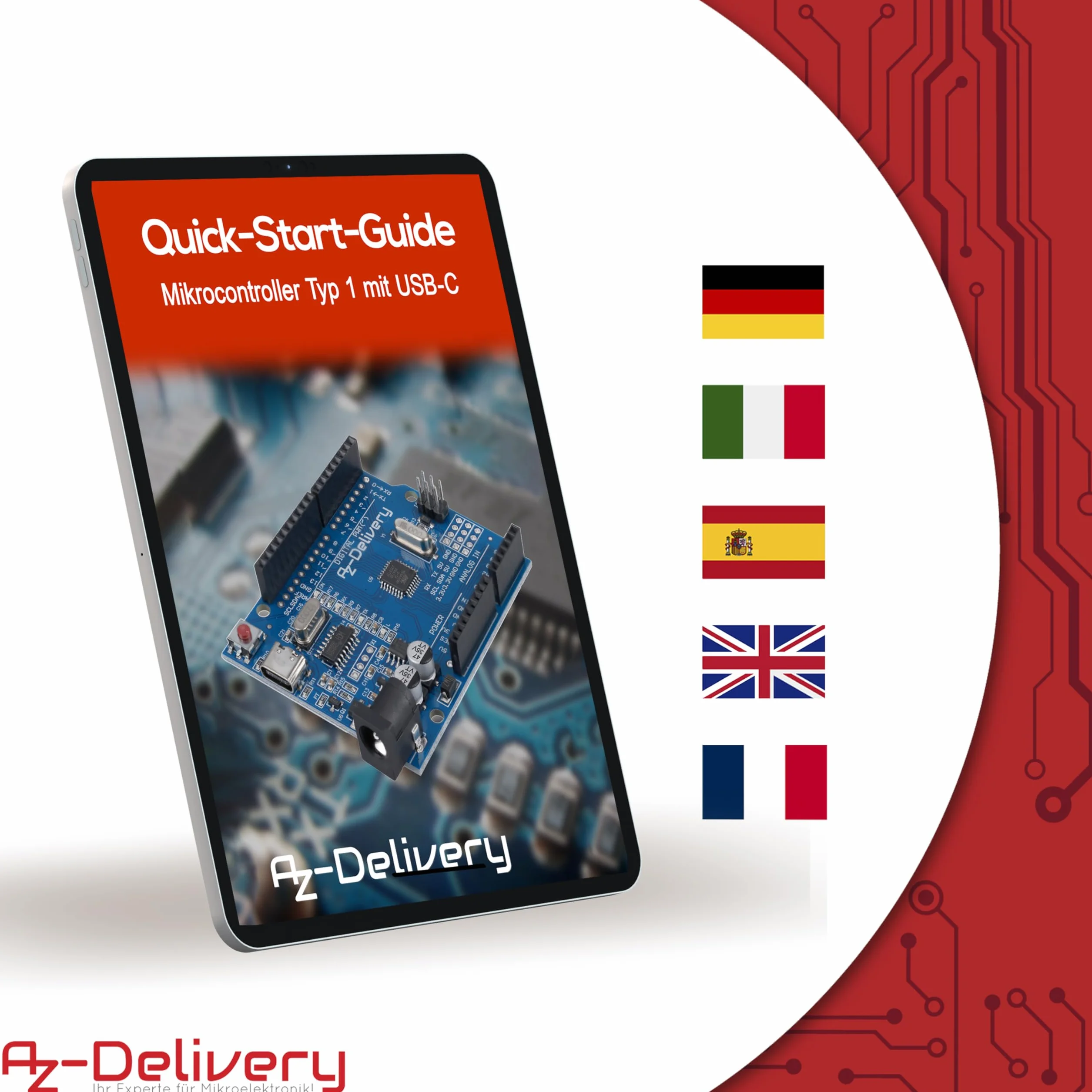 AZDelivery 1 x płytka mikrokontrolera AZ-ATmega328-Board ze złączem USB-C łącznie z e-bookiem