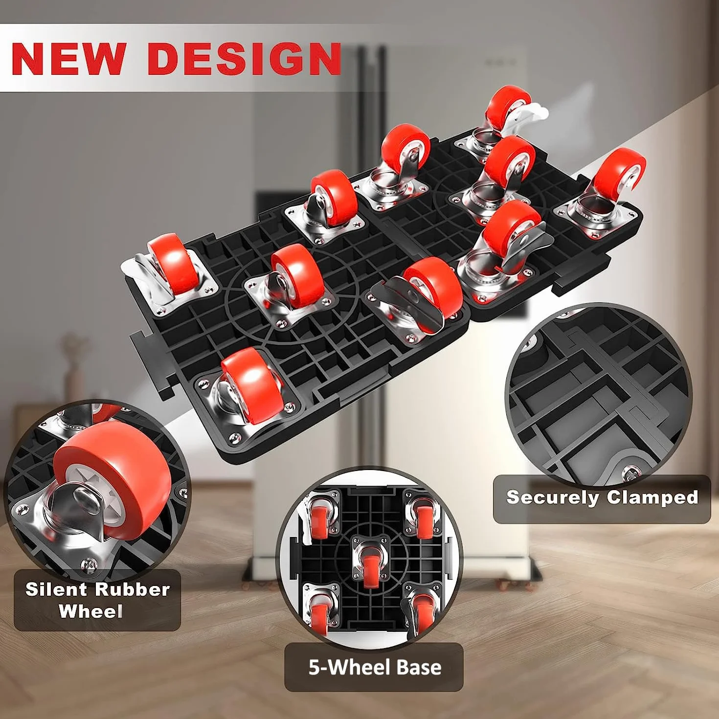 Heavy Furniture Lifter Mover Dolly zestaw wózków z 5 kółkami, obrót o 360°, z wysuwanym łomem, nośność 400 kg, zestaw narzędzi do przenoszenia ciężkich przedmiotów