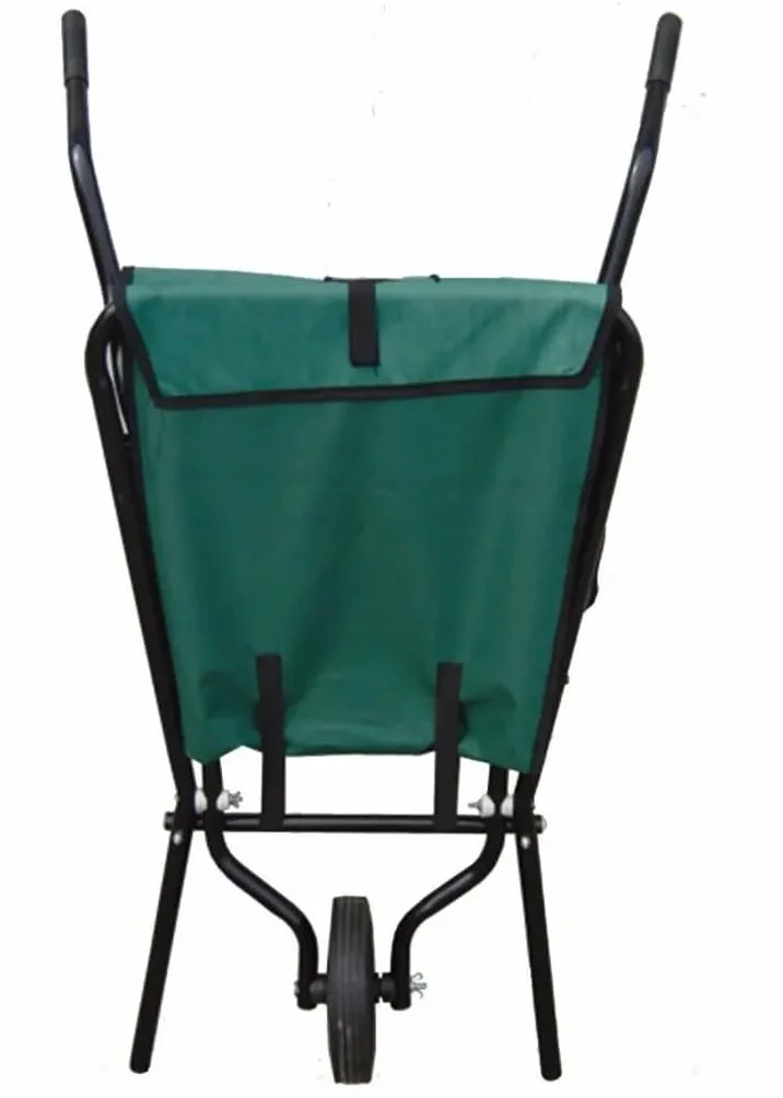 Składana taczka ogrodowa z ramą stalową 112x72x73 cm Oxford 600 D zielona/czarna