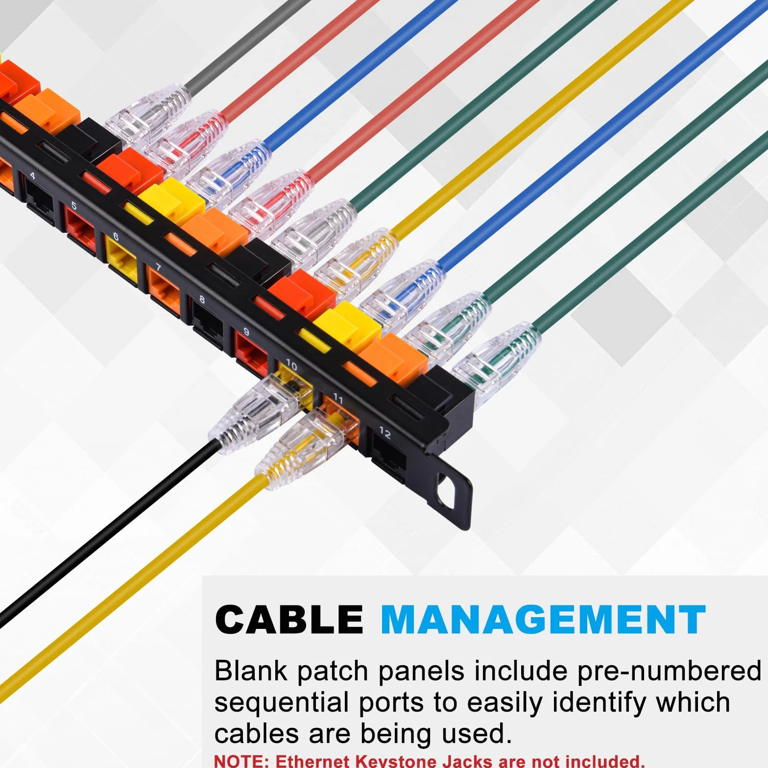 GeeekPi 12-portowy panel poprawek klawiszowych, 0.5U CAT5/CAT5e/CAT6/CAT6a Panel poprawek sieciowych dla DeskPi RackMate T1/T0/T2 Rackmount i 10-calowa szafa serwerowa/sieciowa