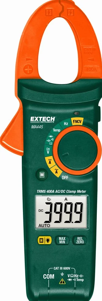 Extech MA445 True Rms 400A AC/DC miernik zaciskowy z Ncv, zielony