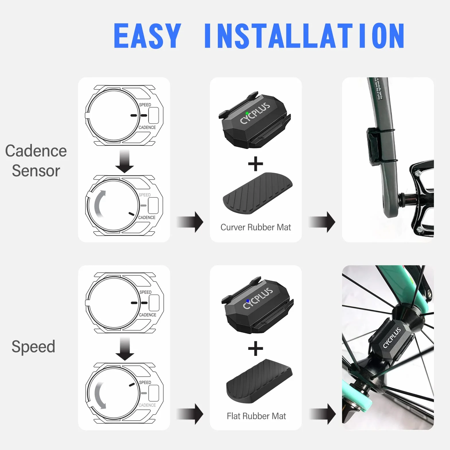 CYCPLUS Czujnik częstotliwości pedałowania roweru lub czujnik prędkości, podwójny moduł Bluetooth i ANT +