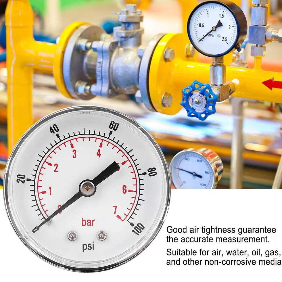 Manometr tarcza 50 mm Osiowy 1/4 BSPT mosiężny 0-100 psi 0-7 bar