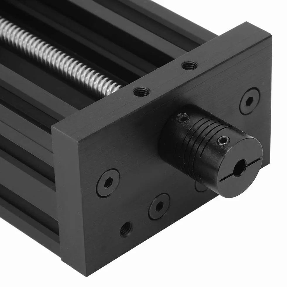 Prowadnica liniowa Stół ślizgowy 8mm Śruba kulowa prowadząca Tor ruchu Stop aluminium Prowadnica liniowa CNC Napęd etapowy do drukarki 3D Maszyna do grawerowania (500mm-czarny)