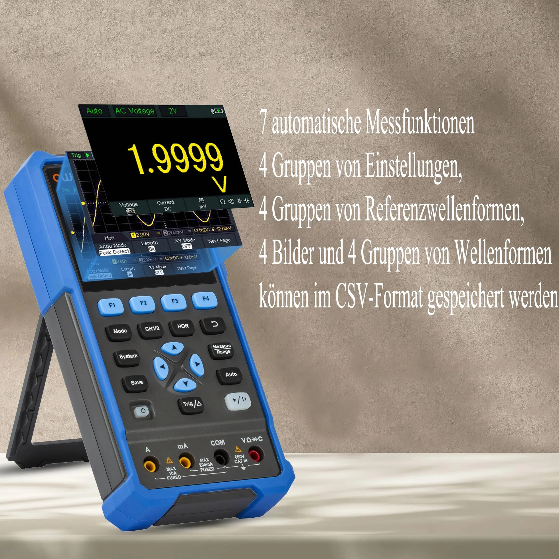 OWON HDS2202 oscyloskop 2 w 1 200 MHz 1 GSa/s dwa kanały 3,5 cala LCD
