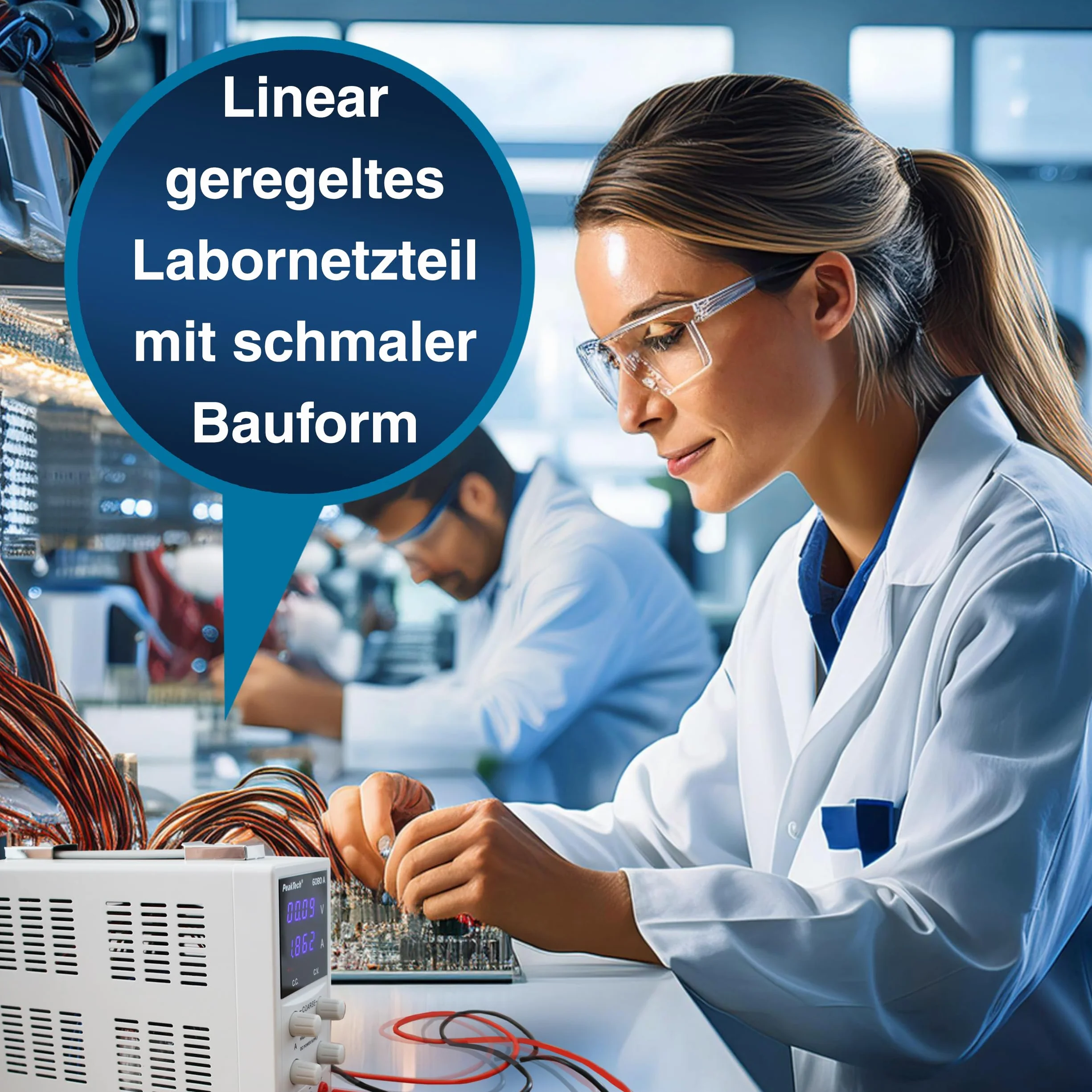 PeakTech P 6080 A - Liniowy zasilacz laboratoryjny DC, 0-15 V/ 0-3 A, z wyświetlaczem LED