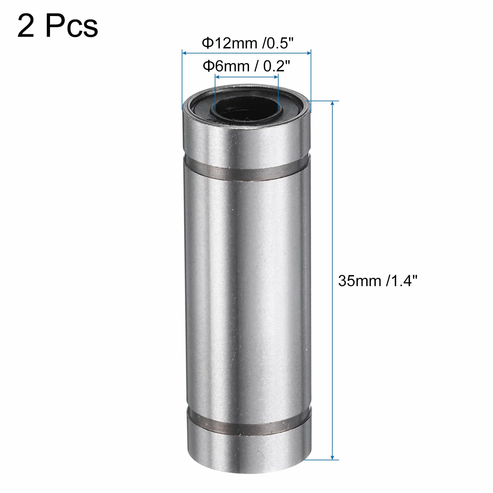 Łożysko liniowe LM6LUU 6 mm x 12 mm x 35 mm, dwustronne uszczelnione, stal łożyskowa do CNC