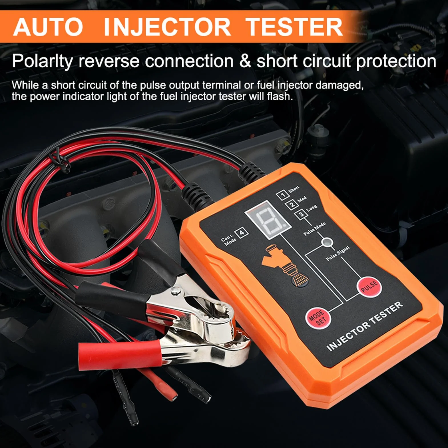 Tester i Czyszczenie Wtryskiwaczy Paliwa, 8 Trybów Impulsów, 2 Zaciski, LCD, Ochrona Zwarcia, 4 Adaptery, 12V EFI GDI Benzynowe
