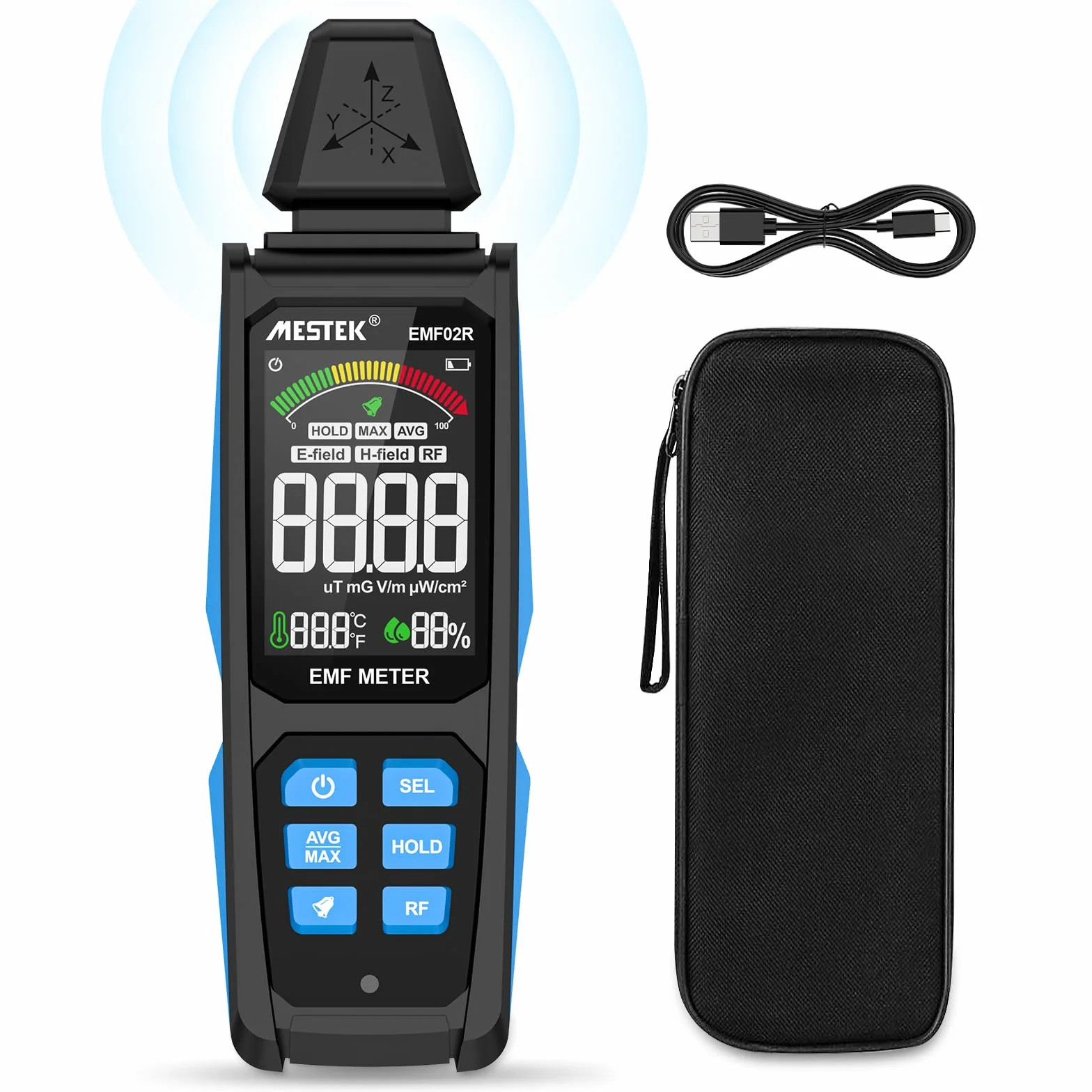 Detektor EMF, MESTEK 5 w 1 Miernik EMF Detektor Promieniowania, pole Elektryczne, Miernik Natężenia pola Magnetycznego, Czytnik EMF Domowe Wykrywanie EMF i Polowanie na Duchy