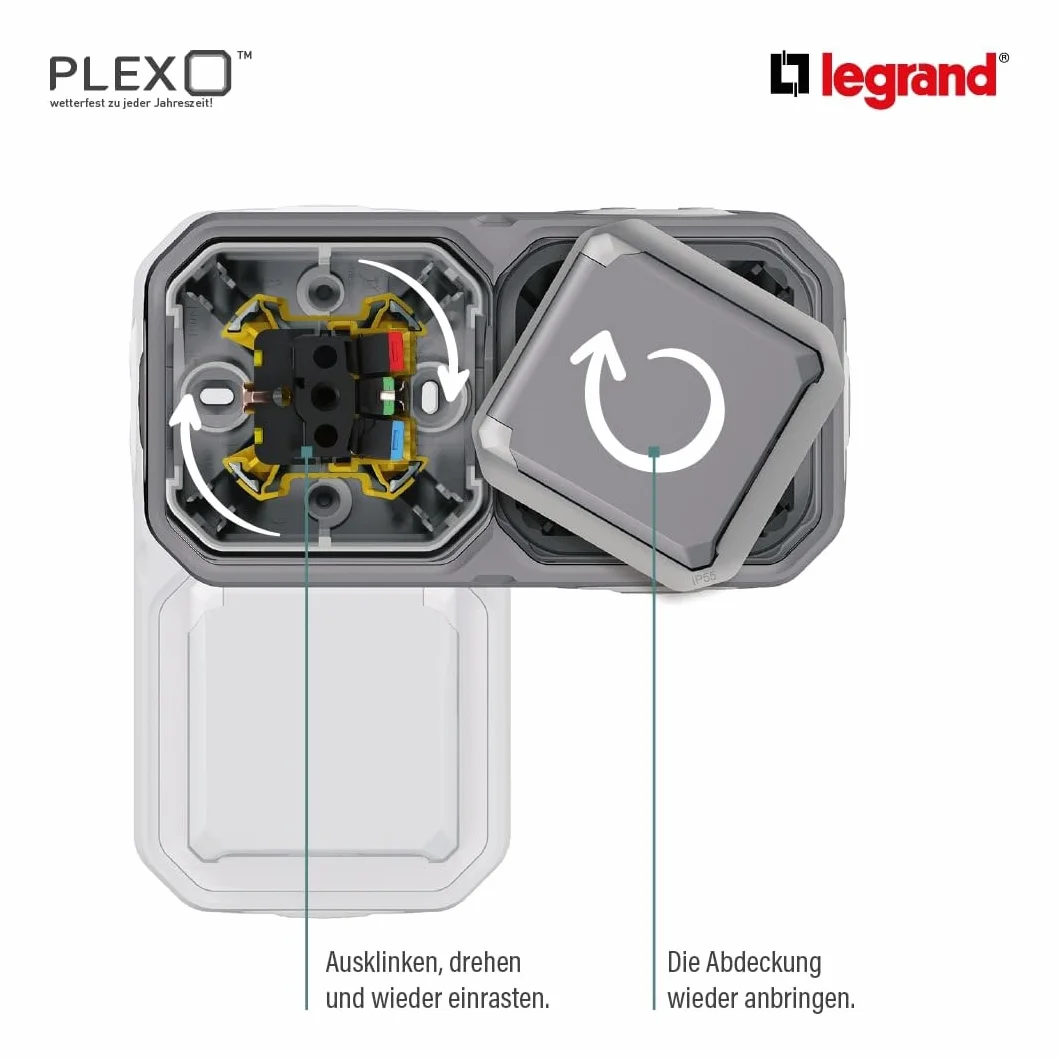 Legrand Plexo New Gniazdo Wtykowe Schuko IP55 IK08 16A 250V