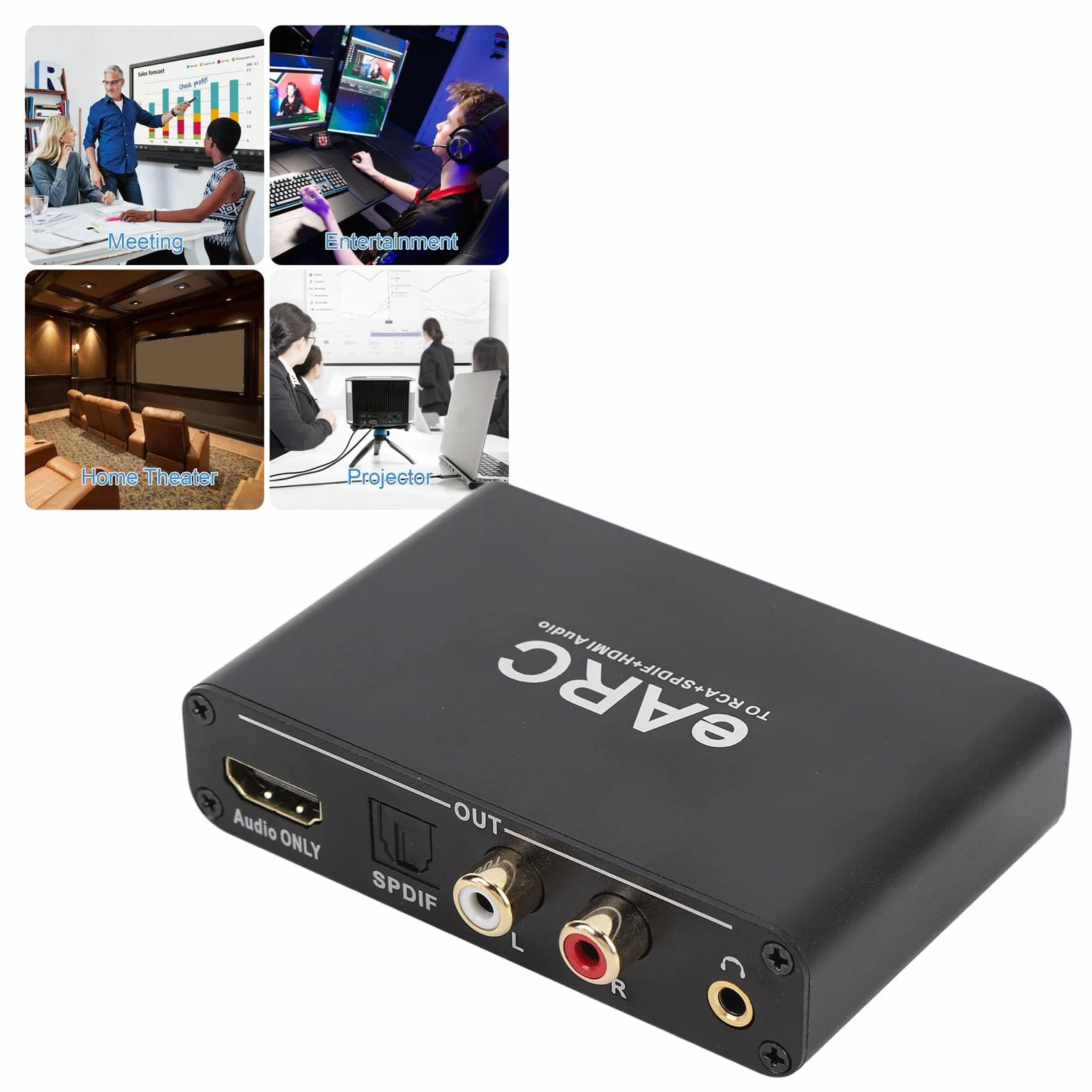 Earc Audio Extractor 192 KHz HDMI Optical SPDIF L/R 3,5 mm Aux Adapter Audio do Wzmacniacza Głośników HDTV